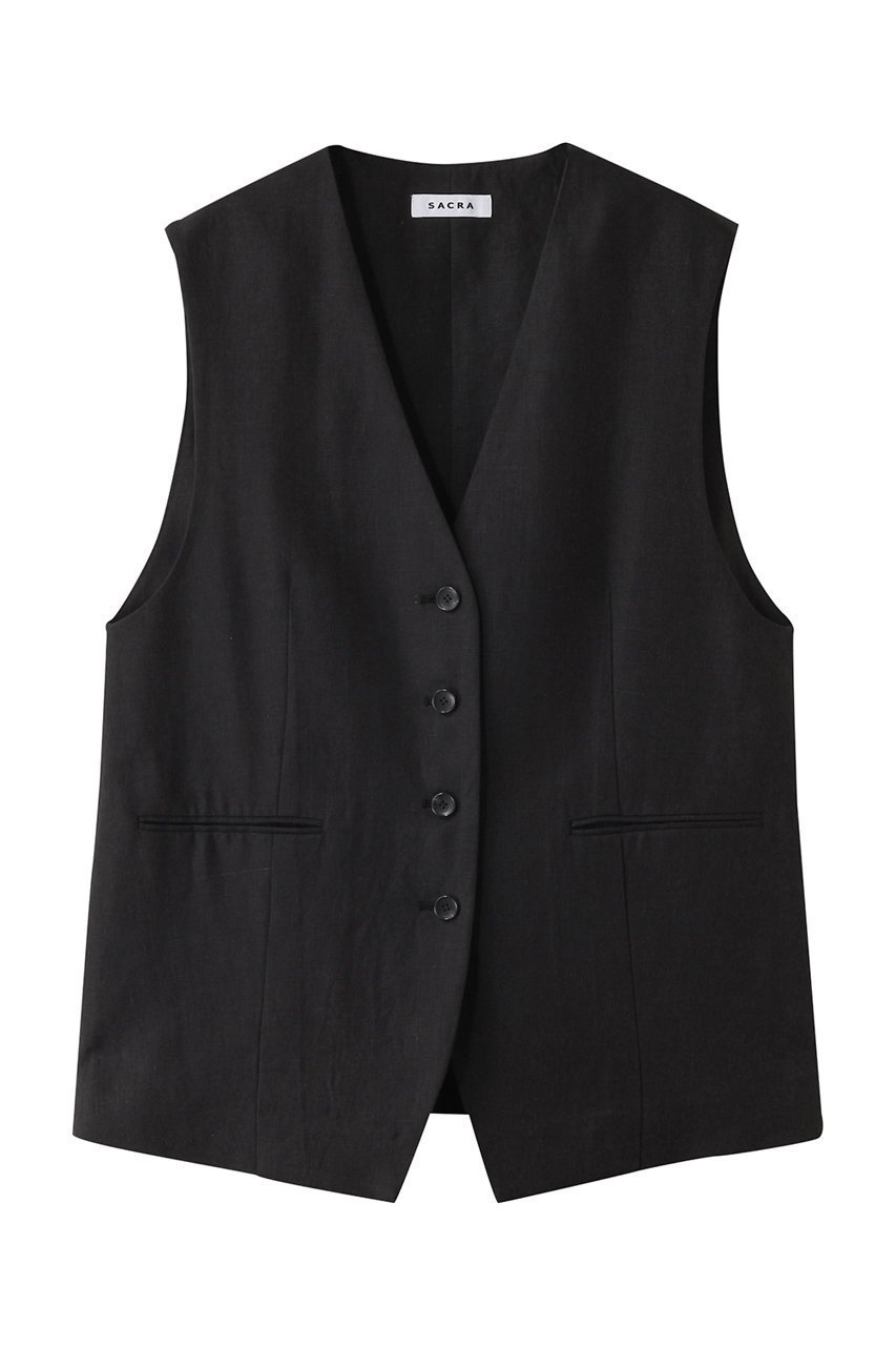【サクラ/SACRA】のスペリオルベルギーリネンジレ インテリア・キッズ・メンズ・レディースファッション・服の通販 founy(ファニー) 　ファッション　Fashion　レディースファッション　Fashion for Women　アウター　Coat / Outerwear Collection　レディースジャケット・軽アウター　Jackets　ジャケット　Jacket, Outerwear　スタイリッシュ　Stylish, Fashionable　フェミニン　Feminine, Girly　ベスト　Vest, Waistcoat　マニッシュ　Mannish, Boyish　リネン　Linen, Linen Fabric　ロング　Long, Long-Length　ブラック|ID: prp329100004512198 ipo3291000000032950989
