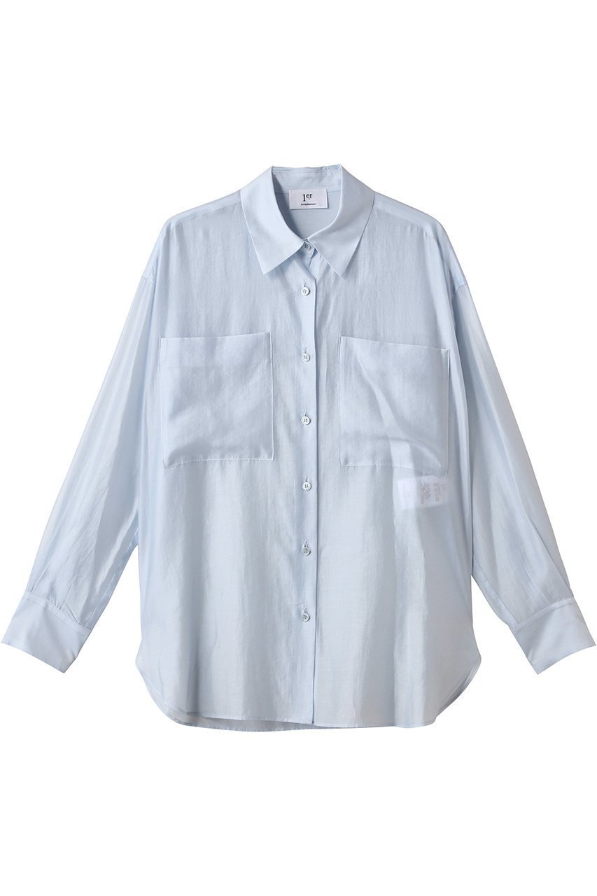 【プルミエ アロンディスモン/1er Arrondissement】のシアーシャツ インテリア・キッズ・メンズ・レディースファッション・服の通販 founy(ファニー) 　ファッション　Fashion　レディースファッション　Fashion for Women　トップス・カットソー　Cut & Sew Tops　シャツ・ブラウス・オフィスカジュアル　Elegant Blouses & Button-Ups　シアー　Sheer, See-Through　スリーブ　Sleeve, Long Sleeve / Short Sleeve　ロング　Long, Long-Length　サックス|ID: prp329100004512228 ipo3291000000032906108