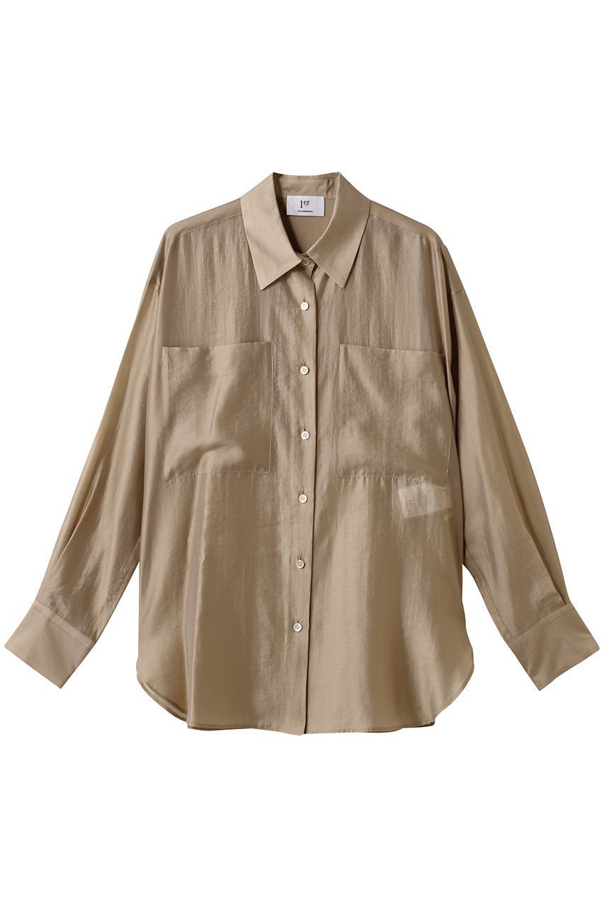 【プルミエ アロンディスモン/1er Arrondissement】のシアーシャツ インテリア・キッズ・メンズ・レディースファッション・服の通販 founy(ファニー) 　ファッション　Fashion　レディースファッション　Fashion for Women　トップス・カットソー　Cut & Sew Tops　シャツ・ブラウス・オフィスカジュアル　Elegant Blouses & Button-Ups　シアー　Sheer, See-Through　スリーブ　Sleeve, Long Sleeve / Short Sleeve　ロング　Long, Long-Length　ベージュ|ID: prp329100004512228 ipo3291000000036394711