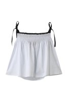【マーレット/MERLETTE】のMARI リボンショルダーギャザーキャミブラウス 人気、トレンドファッション・服の通販 founy(ファニー) ファッション Fashion レディースファッション Fashion for Women トップス・カットソー Cut & Sew Tops キャミソール&ノースリーブ Camisoles & Sleeveless Tops シャツ・ブラウス・オフィスカジュアル Elegant Blouses & Button-Ups ギャザー Gathered, Ruffled サマー Summer, Summer Style ショルダー Shoulder, Shoulder Strap ショート Short, Short Length トレンド Trend, Trending Now ノースリーブ Sleeveless, No-Sleeve ボトム Bottoms, Lower Wear リボン Ribbon, Bow 再入荷 Restock / Back in Stock |ID:prp329100004512267
