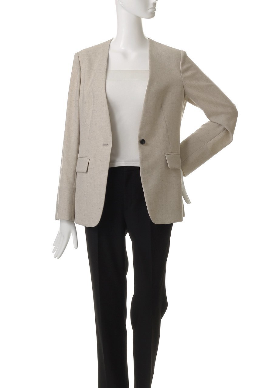 【ベイジ,/BEIGE,】のCAROLE(キャロル)/リネンライクノーカラーハーフ丈ジャケット 人気、トレンドファッション・服の通販 founy(ファニー) 　ファッション　Fashion　レディースファッション　Fashion for Women　アウター　Coat / Outerwear Collection　レディースジャケット・軽アウター　Jackets　ジャケット　Jacket, Outerwear　センター　Center, Center Line　デニム　Denim, Jeans Material　ハーフ　Half, Half-Length　バランス　Balance, Style Balance　リネン　Linen, Linen Fabric　エレガント 上品　Elegant　夏　Summer　定番　Standard, Basic Item　other-7|ID: prp329100004512276 ipo3291000000035864512