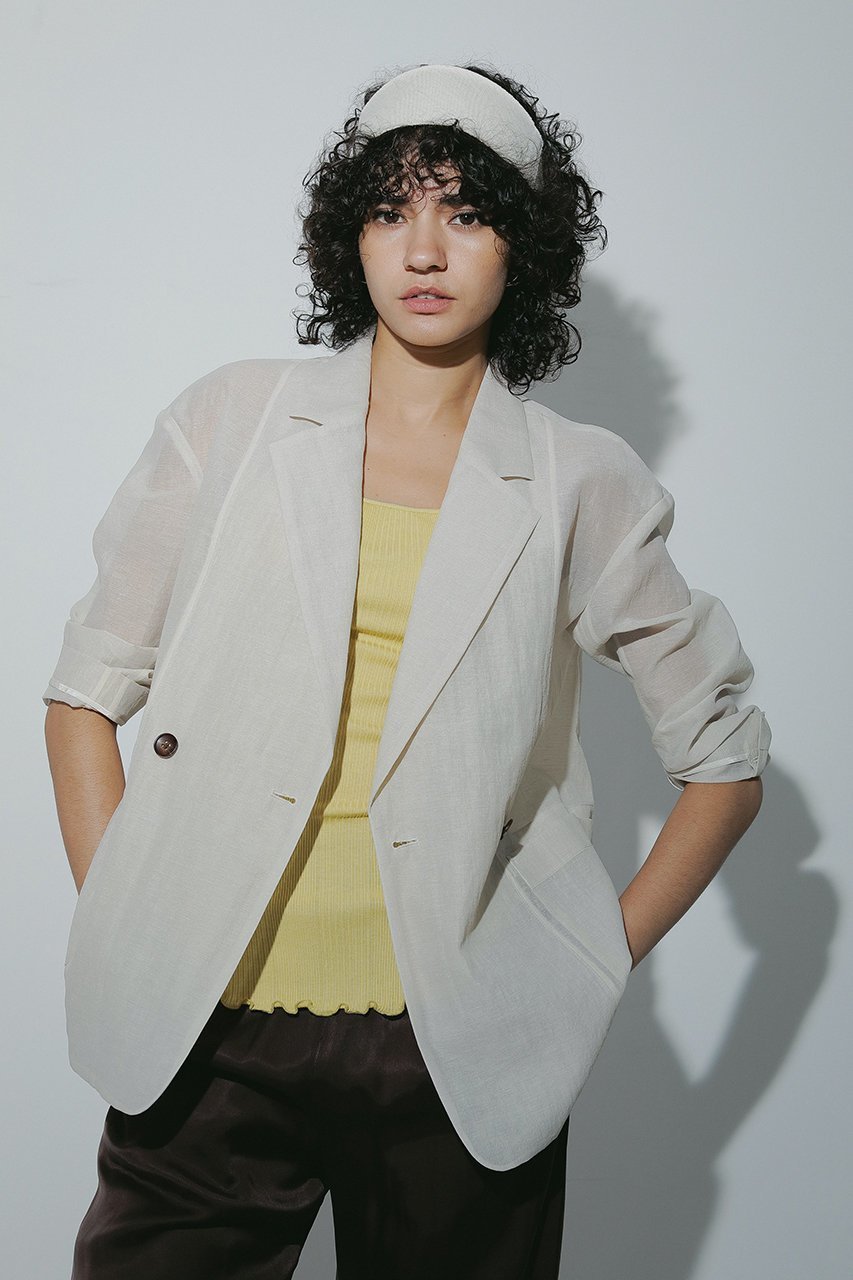 【デザイン ワークス/DESIGN WORKS】のリネン混シアーオーバーサイズジャケット 人気、トレンドファッション・服の通販 founy(ファニー) 　ファッション　Fashion　レディースファッション　Fashion for Women　アウター　Coat / Outerwear Collection　レディースジャケット・軽アウター　Jackets　シアー　Sheer, See-Through　ショルダー　Shoulder, Shoulder Strap　ジャケット　Jacket, Outerwear　ダブル　Double, Double-Breasted　トレンド　Trend, Trending Now　ドロップ　Drop Shoulder, Dropped Style　リネン　Linen, Linen Fabric　リラックス　Relax, Relaxed Fit　防寒　Cold Protection, Winter-Ready　other-3|ID: prp329100004513389 ipo3291000000034091769