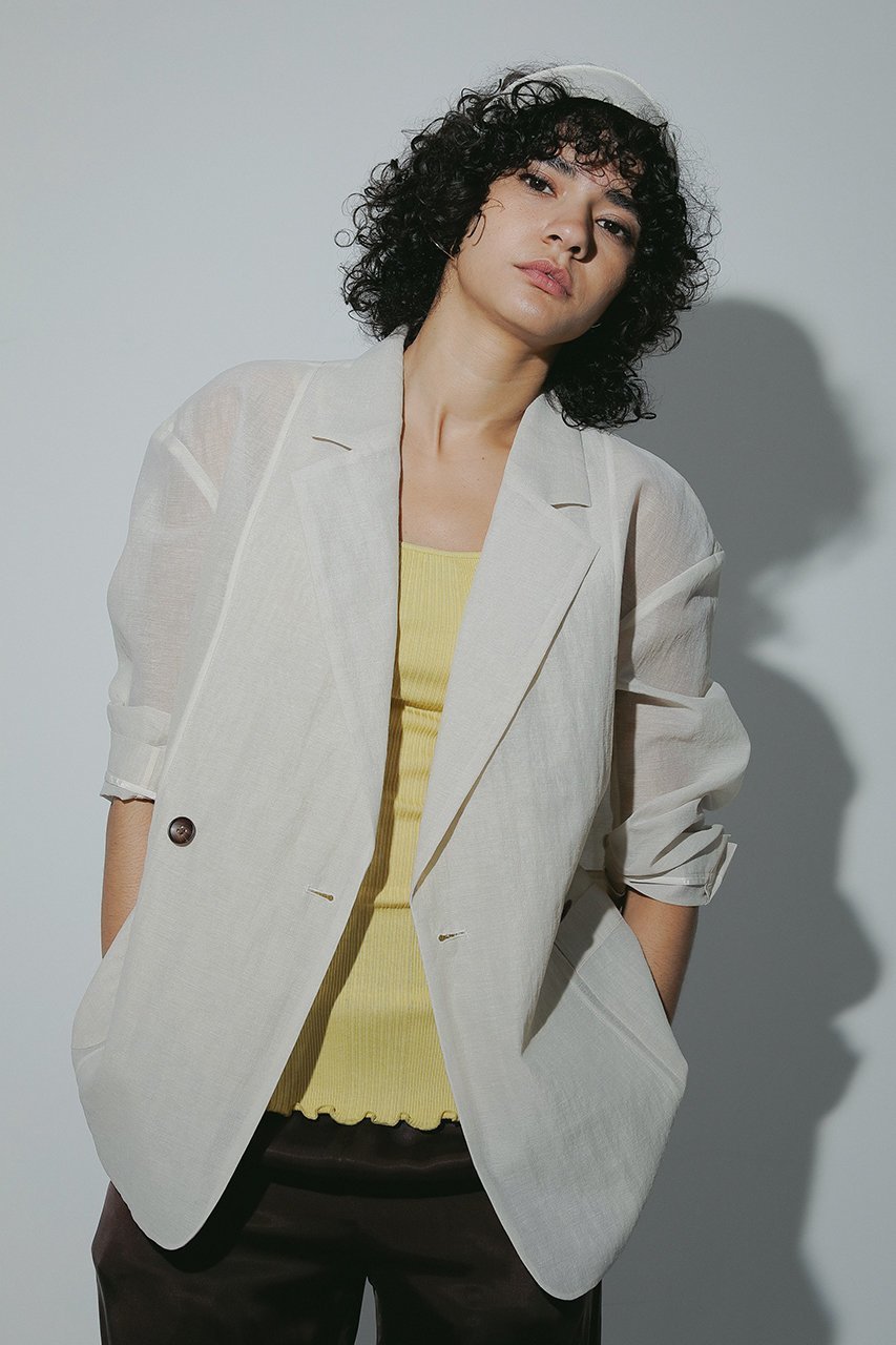 【デザイン ワークス/DESIGN WORKS】のリネン混シアーオーバーサイズジャケット 人気、トレンドファッション・服の通販 founy(ファニー) 　ファッション　Fashion　レディースファッション　Fashion for Women　アウター　Coat / Outerwear Collection　レディースジャケット・軽アウター　Jackets　シアー　Sheer, See-Through　ショルダー　Shoulder, Shoulder Strap　ジャケット　Jacket, Outerwear　ダブル　Double, Double-Breasted　トレンド　Trend, Trending Now　ドロップ　Drop Shoulder, Dropped Style　リネン　Linen, Linen Fabric　リラックス　Relax, Relaxed Fit　防寒　Cold Protection, Winter-Ready　other-5|ID: prp329100004513389 ipo3291000000034091771