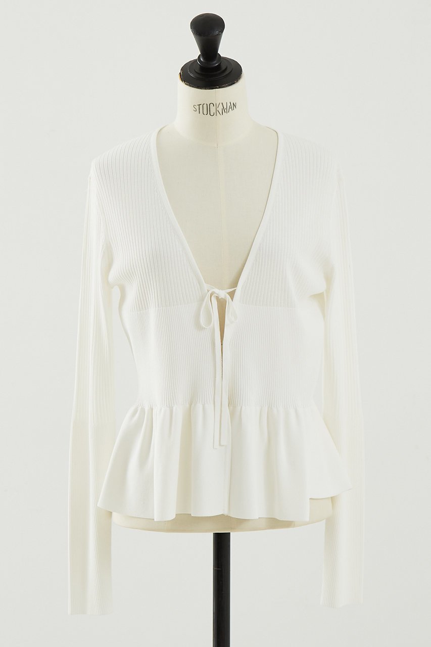 【デザイン ワークス/DESIGN WORKS】の2WAYリブペプラムボレロカーディガン 人気、トレンドファッション・服の通販 founy(ファニー) 　ファッション　Fashion　レディースファッション　Fashion for Women　トップス・カットソー　Cut & Sew Tops　ニット　Knit Tops & Sweaters　カーディガン・羽織り　Layered Style Cardigans　おすすめ　Recommended / Our Picks　アンサンブル　Ensemble Set　カーディガン　Cardigan, Knitwear　コンパクト　Compact, Small Size　タンク　Tank Top, Sleeveless Top　ドレス　Dress, One-Piece　フィット　Fit, Slim Fit　ペプラム　Peplum, Flared Hem　リボン　Ribbon, Bow　エレガント 上品　Elegant　 other-1|ID: prp329100004513390 ipo3291000000034957093