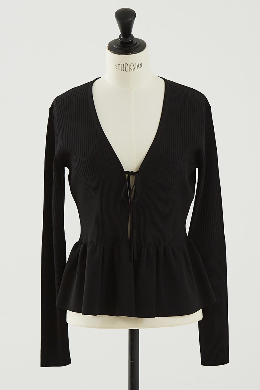 【デザイン ワークス/DESIGN WORKS】の2WAYリブペプラムボレロカーディガン インテリア・キッズ・メンズ・レディースファッション・服の通販 founy(ファニー) 　ファッション　Fashion　レディースファッション　Fashion for Women　トップス・カットソー　Cut & Sew Tops　ニット　Knit Tops & Sweaters　カーディガン・羽織り　Layered Style Cardigans　おすすめ　Recommended / Our Picks　アンサンブル　Ensemble Set　カーディガン　Cardigan, Knitwear　コンパクト　Compact, Small Size　タンク　Tank Top, Sleeveless Top　ドレス　Dress, One-Piece　フィット　Fit, Slim Fit　ペプラム　Peplum, Flared Hem　リボン　Ribbon, Bow　エレガント 上品　Elegant　ブラック|ID: prp329100004513390 ipo3291000000034957096