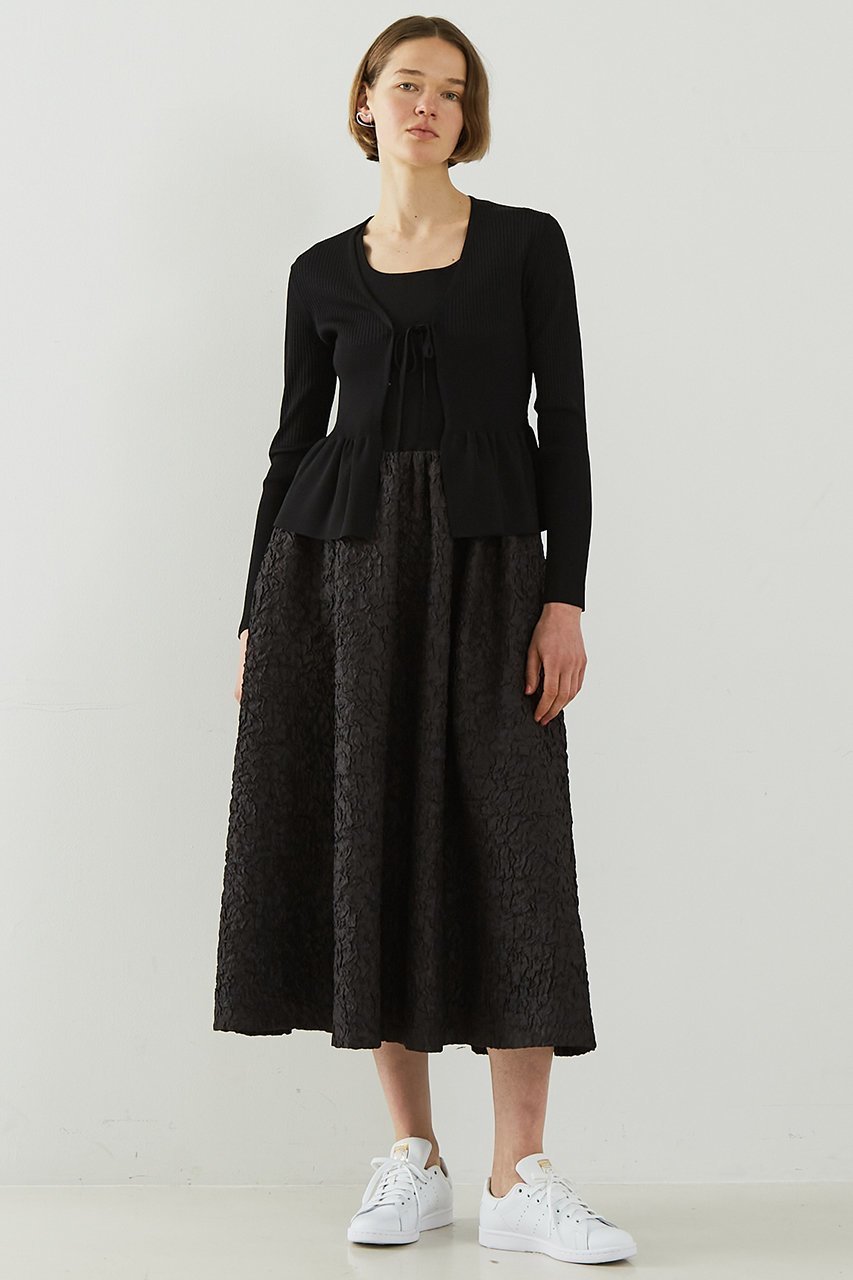 【デザイン ワークス/DESIGN WORKS】の2WAYリブペプラムボレロカーディガン 人気、トレンドファッション・服の通販 founy(ファニー) 　ファッション　Fashion　レディースファッション　Fashion for Women　トップス・カットソー　Cut & Sew Tops　ニット　Knit Tops & Sweaters　カーディガン・羽織り　Layered Style Cardigans　おすすめ　Recommended / Our Picks　アンサンブル　Ensemble Set　カーディガン　Cardigan, Knitwear　コンパクト　Compact, Small Size　タンク　Tank Top, Sleeveless Top　ドレス　Dress, One-Piece　フィット　Fit, Slim Fit　ペプラム　Peplum, Flared Hem　リボン　Ribbon, Bow　エレガント 上品　Elegant　other-5|ID: prp329100004513390 ipo3291000000034957100