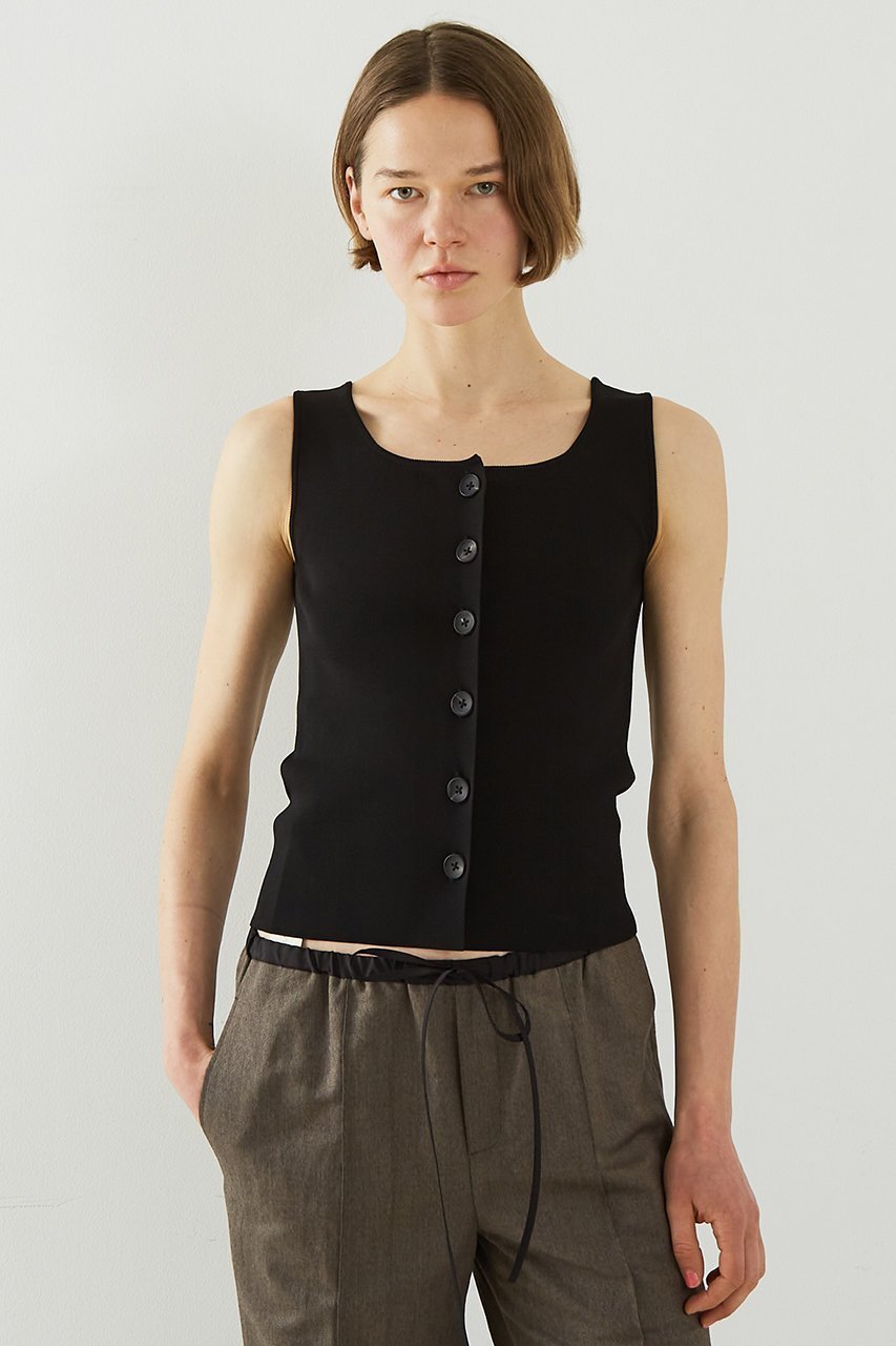 【デザイン ワークス/DESIGN WORKS】の2WAYスクエアネックタンクトップ インテリア・キッズ・メンズ・レディースファッション・服の通販 founy(ファウニー) 　ファッション　Fashion　レディースファッション　Fashion for Women　トップス・カットソー　Cut & Sew Tops　ニット　Knit Tops & Sweaters　カジュアルプルオーバー・ニットトップス　Pullovers & Knit Tops / Casual Pullovers　インナー　Innerwear　ジャケット　Jacket, Outerwear　センター　Center, Center Line　タンク　Tank Top, Sleeveless Top　フィット　Fit, Slim Fit　ブラック|ID: prp329100004513391 ipo3291000000036754389