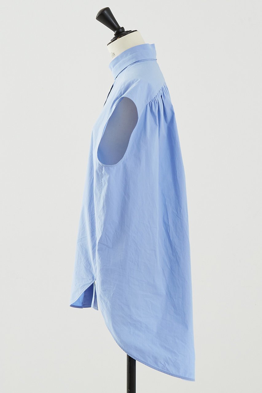 【デザイン ワークス/DESIGN WORKS】のデザインスタンドカラーラウンドテールシャツ 人気、トレンドファッション・服の通販 founy(ファニー) 　ファッション　Fashion　レディースファッション　Ladies' Fashion Online　トップス・カットソー　Tops/Tshirt　シャツ/ブラウス　Shirts/Blouses　おすすめ　Recommend　なめらか　Smooth　ショート　Short　ジャケット　Jacket　スタンド　Stand　スリーブ　Sleeve　タイトスカート　Tight Skirt　ラウンド　Round　再入荷　Restock/Back In Stock/Re Arrival　夏　Summer　春　Spring　S/S・春夏　Ss・Spring/Summer　other-3|ID: prp329100004513396 ipo3291000000032085895