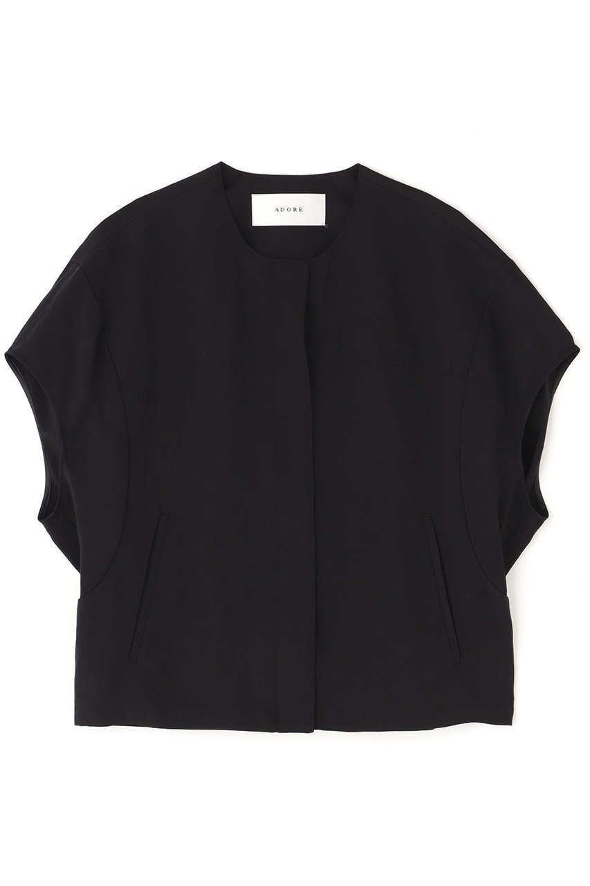 【アドーア/ADORE】のドライオックスジャケット インテリア・キッズ・メンズ・レディースファッション・服の通販 founy(ファニー) 　ファッション　Fashion　レディースファッション　Ladies' Fashion Online　アウター　Coat Outerwear　ジャケット　Jackets　オックス　Ox　ジャケット　Jacket　スリーブ　Sleeve　フロント　Front　ブラック|ID: prp329100004513402 ipo3291000000032451249