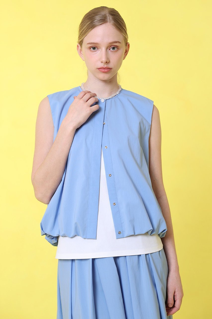 【アナイ/ANAYI】のストレッチナイロンバルーンジレ ブラウス 人気、トレンドファッション・服の通販 founy(ファニー) 　ファッション　Fashion　レディースファッション　Fashion for Women　アウター　Coat / Outerwear Collection　トップス・カットソー　Cut & Sew Tops　キャミソール&ノースリーブ　Camisoles & Sleeveless Tops　シャツ・ブラウス・オフィスカジュアル　Elegant Blouses & Button-Ups　ベスト&ジレ / 重ね着スタイル　Vests & Gilets　おすすめ　Recommended / Our Picks　キャミ　Camisole, Cami Top　スポーティ　Sporty, Casual Athletic　スリット　Slit, Slit Detail　セットアップ　Set-Up, Coordinated Outfit　ドット　Polka Dot, Dot Pattern　ノースリーブ　Sleeveless, No-Sleeve　バルーン　Balloon, Balloon Silhouette　夏　Summer　other-5|ID: prp329100004513436 ipo3291000000033706522