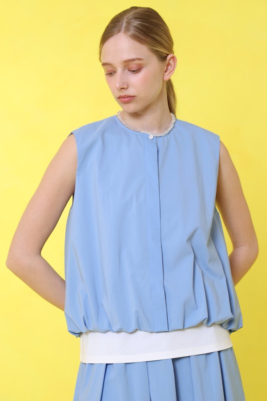【アナイ/ANAYI】のストレッチナイロンバルーンジレ ブラウス 人気、トレンドファッション・服の通販 founy(ファニー) 　ファッション　Fashion　レディースファッション　Fashion for Women　アウター　Coat / Outerwear Collection　トップス・カットソー　Cut & Sew Tops　キャミソール&ノースリーブ　Camisoles & Sleeveless Tops　シャツ・ブラウス・オフィスカジュアル　Elegant Blouses & Button-Ups　ベスト&ジレ / 重ね着スタイル　Vests & Gilets　おすすめ　Recommended / Our Picks　キャミ　Camisole, Cami Top　スポーティ　Sporty, Casual Athletic　スリット　Slit, Slit Detail　セットアップ　Set-Up, Coordinated Outfit　ドット　Polka Dot, Dot Pattern　ノースリーブ　Sleeveless, No-Sleeve　バルーン　Balloon, Balloon Silhouette　夏　Summer　other-8|ID: prp329100004513436 ipo3291000000033706525