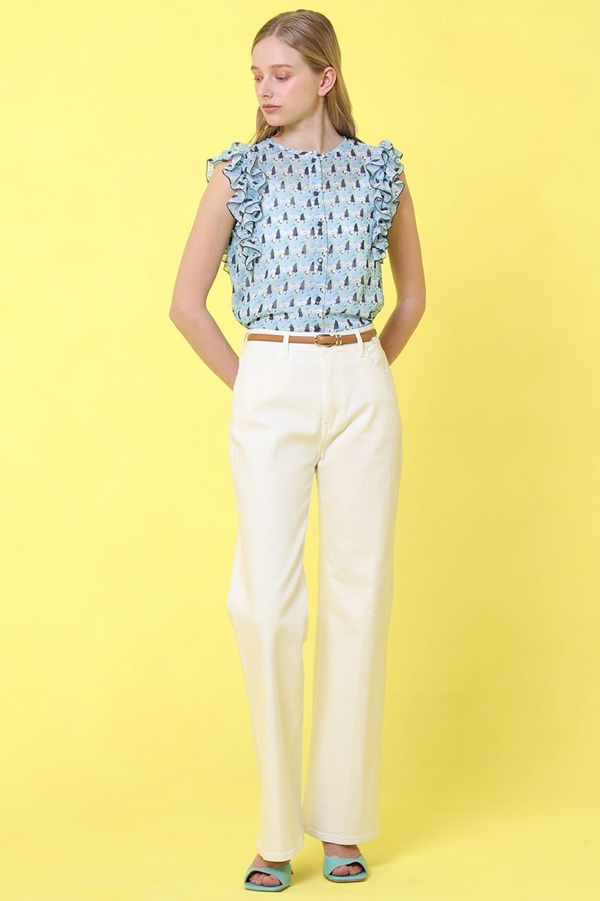 【アナイ/ANAYI】のreminiscenceプリント フリルブラウス 人気、トレンドファッション・服の通販 founy(ファニー) 　ファッション　Fashion　レディースファッション　Fashion for Women　トップス・カットソー　Cut & Sew Tops　キャミソール&ノースリーブ　Camisoles & Sleeveless Tops　シャツ・ブラウス・オフィスカジュアル　Elegant Blouses & Button-Ups　ノースリーブ　Sleeveless, No-Sleeve　バランス　Balance, Style Balance　フリル　Frill, Ruffle　プリント　Print, Printed Pattern　ボトム　Bottoms, Lower Wear　other-5|ID: prp329100004513438 ipo3291000000032807866