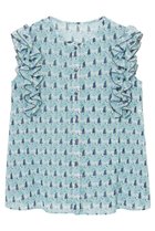 【アナイ/ANAYI】のreminiscenceプリント フリルブラウス ブルー|ID:prp329100004513438