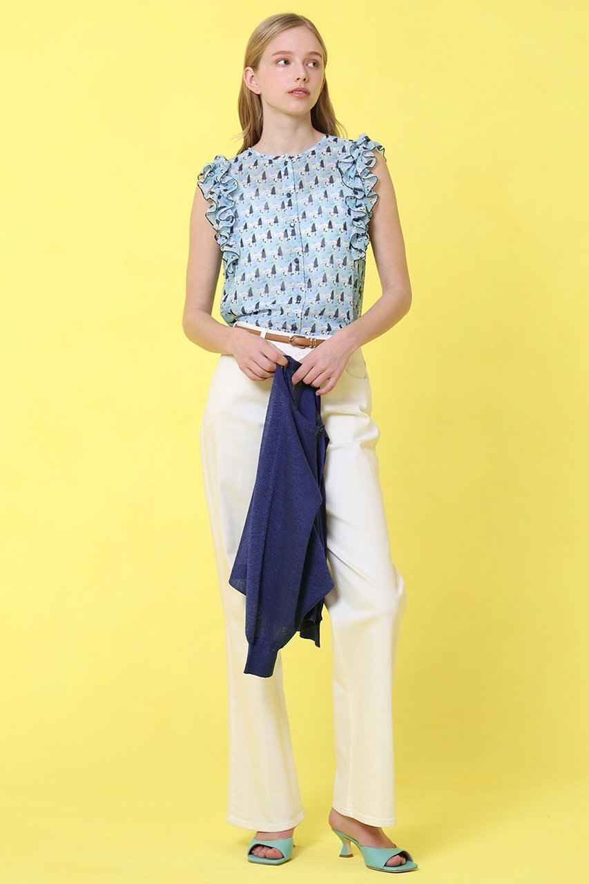 【アナイ/ANAYI】のreminiscenceプリント フリルブラウス 人気、トレンドファッション・服の通販 founy(ファニー) 　ファッション　Fashion　レディースファッション　Fashion for Women　トップス・カットソー　Cut & Sew Tops　キャミソール&ノースリーブ　Camisoles & Sleeveless Tops　シャツ・ブラウス・オフィスカジュアル　Elegant Blouses & Button-Ups　ノースリーブ　Sleeveless, No-Sleeve　バランス　Balance, Style Balance　フリル　Frill, Ruffle　プリント　Print, Printed Pattern　ボトム　Bottoms, Lower Wear　other-6|ID: prp329100004513438 ipo3291000000035724187