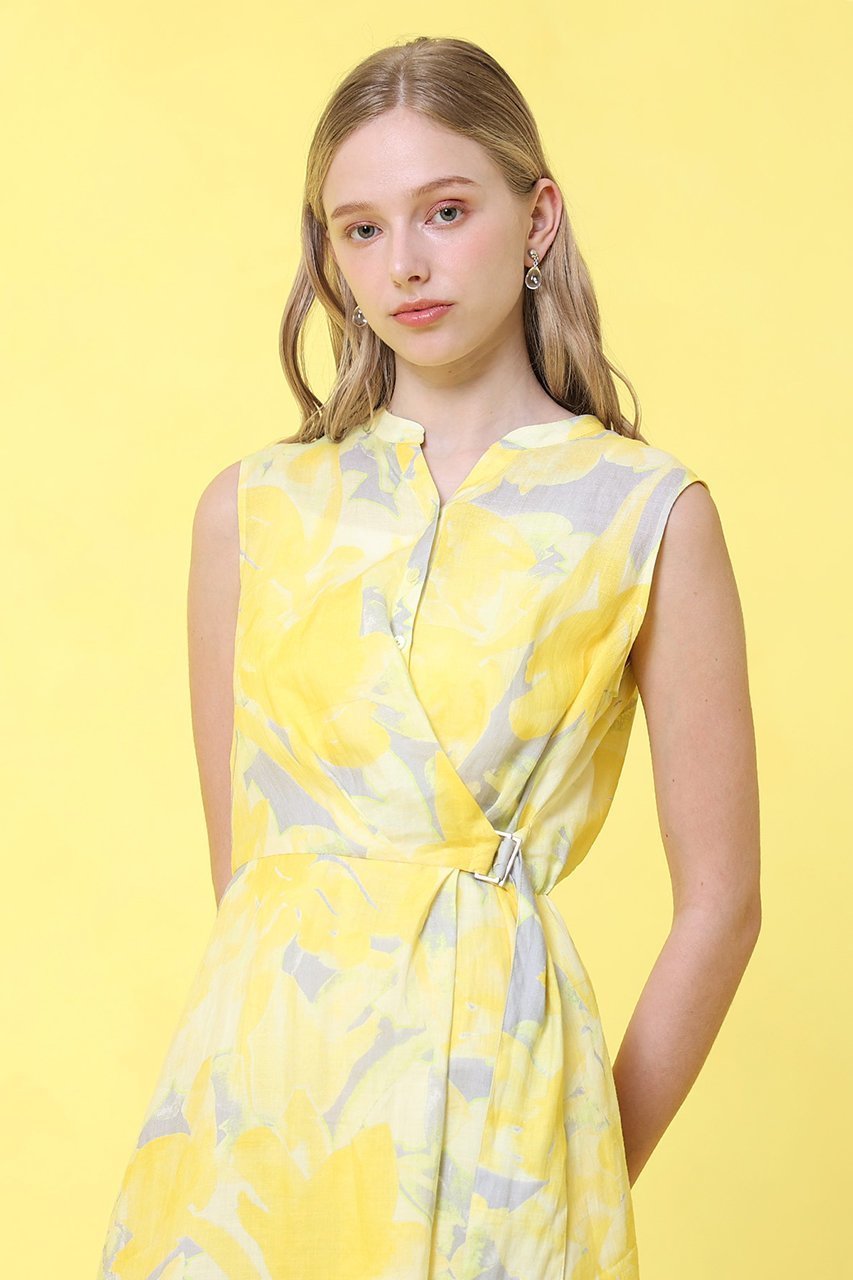 【アナイ/ANAYI】のtransparentプリント リネンワンピース 人気、トレンドファッション・服の通販 founy(ファニー) 　ファッション　Fashion　レディースファッション　Fashion for Women　ワンピース　Dresses　チュニック　Tunic Tops & Dresses　おすすめ　Recommended / Our Picks　イエロー　Yellow　カシュクール　Wrap Design　グラデーション　Gradient, Ombre　スキッパー　Skipper, Open Collar　チュニック　Tunic, Long Top　デコルテ　Décolleté, Neckline　ネップ　Nepp, Slub Yarn　フレア　Flare, Flared　プリント　Print, Printed Pattern　ペチコート　Petticoat, Underskirt　リネン　Linen, Linen Fabric　リボン　Ribbon, Bow　夏　Summer　other-8|ID: prp329100004513439 ipo3291000000032858672