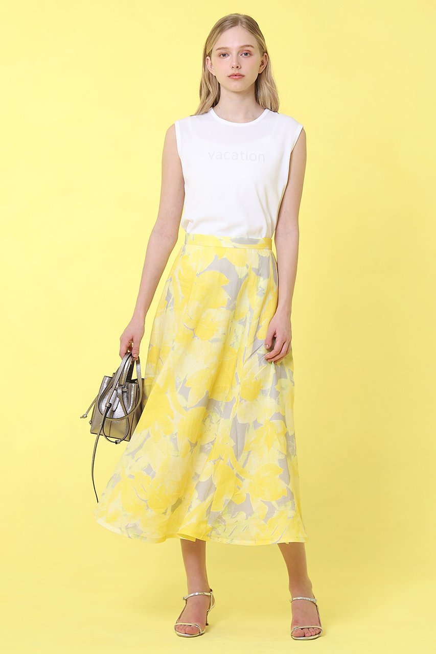 【アナイ/ANAYI】のtransparentプリント リネンスカート 人気、トレンドファッション・服の通販 founy(ファニー) 　ファッション　Fashion　レディースファッション　Fashion for Women　スカート　Skirts　ロングスカート　Long Skirts / Maxi & Midi Skirts　おすすめ　Recommended / Our Picks　イエロー　Yellow　エレガント 上品　Elegant　グラデーション　Gradient, Ombre　ネップ　Nepp, Slub Yarn　フラット　Flat, Flat Shoes　プリント　Print, Printed Pattern　マーメイド　Mermaid, Fishtail Silhouette　リネン　Linen, Linen Fabric　ロング　Long, Long-Length　夏　Summer　other-7|ID: prp329100004513440 ipo3291000000032807877
