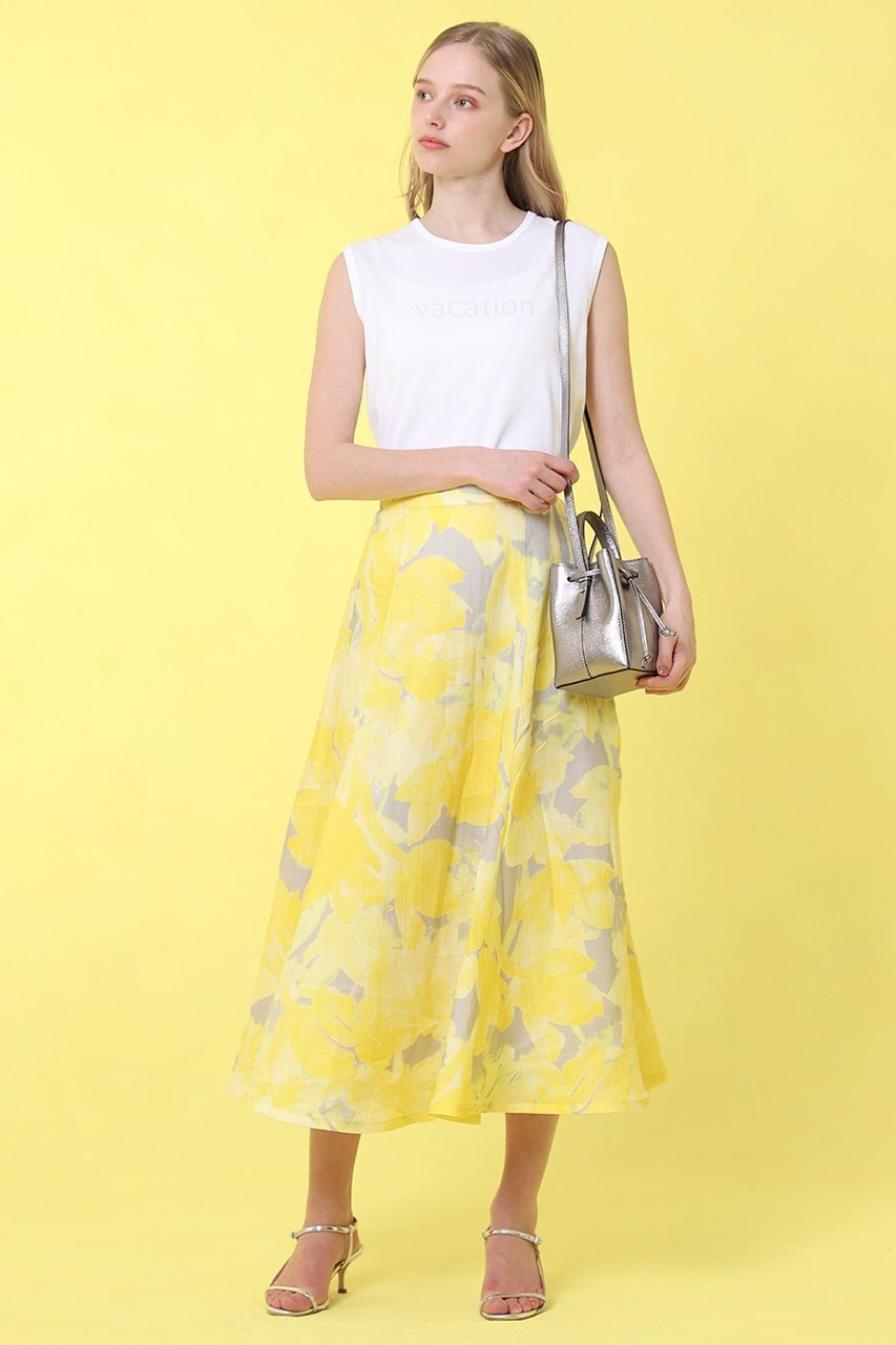 【アナイ/ANAYI】のtransparentプリント リネンスカート 人気、トレンドファッション・服の通販 founy(ファニー) 　ファッション　Fashion　レディースファッション　Fashion for Women　スカート　Skirts　ロングスカート　Long Skirts / Maxi & Midi Skirts　おすすめ　Recommended / Our Picks　イエロー　Yellow　エレガント 上品　Elegant　グラデーション　Gradient, Ombre　ネップ　Nepp, Slub Yarn　フラット　Flat, Flat Shoes　プリント　Print, Printed Pattern　マーメイド　Mermaid, Fishtail Silhouette　リネン　Linen, Linen Fabric　ロング　Long, Long-Length　夏　Summer　other-8|ID: prp329100004513440 ipo3291000000032807878