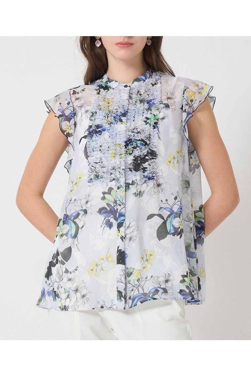【アナイ/ANAYI】のbouquet プリントミニフリルブラウス 人気、トレンドファッション・服の通販 founy(ファニー) 　ファッション　Fashion　レディースファッション　WOMEN　トップス・カットソー　Tops/Tshirt　シャツ/ブラウス　Shirts/Blouses　おすすめ　Recommend　エアリー　Airy　ギャザー　Gather　クラシカル　Classical　シアー　Sheer　ショート　Short　スリーブ　Sleeve　フリル　Frills　モダン　Modern　モチーフ　Motif　ラッフル　Raffle　リアル　Real　NEW・新作・新着・新入荷　New Arrivals　other-6|ID: prp329100004513446 ipo3291000000031887354