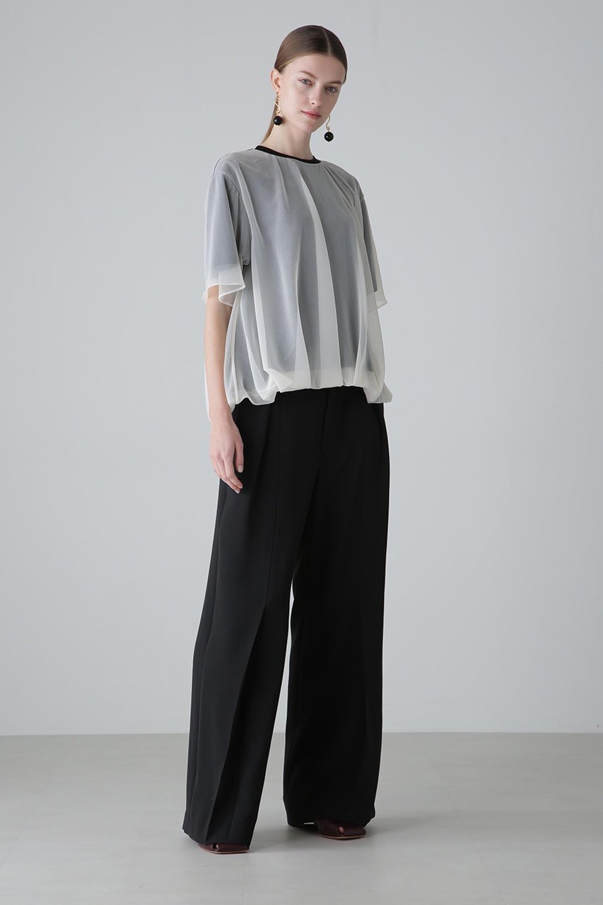 【アドーア/ADORE】のシアーレイヤードジャージーカットソー 人気、トレンドファッション・服の通販 founy(ファニー) 　ファッション　Fashion　レディースファッション　Fashion for Women　トップス・カットソー　Cut & Sew Tops　シャツ・ブラウス・オフィスカジュアル　Elegant Blouses & Button-Ups　ロングTシャツ・Tシャツ　Longline T-Shirts & Tees　カットソー・ベーシックTシャツ　Cut-and-Sewn Tops / Stretch Tees & Basics　ギャザー　Gathered, Ruffled　シアー　Sheer, See-Through　ショート　Short, Short Length　スリーブ　Sleeve, Long Sleeve / Short Sleeve　ブラウジング　Blouson Silhouette, Cinched Waist　other-3|ID: prp329100004513450 ipo3291000000032871267