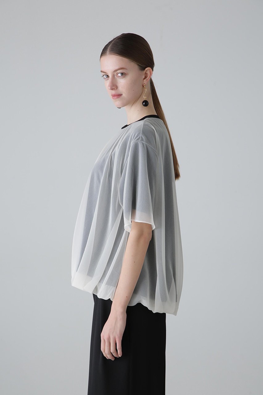 【アドーア/ADORE】のシアーレイヤードジャージーカットソー 人気、トレンドファッション・服の通販 founy(ファニー) 　ファッション　Fashion　レディースファッション　Fashion for Women　トップス・カットソー　Cut & Sew Tops　シャツ・ブラウス・オフィスカジュアル　Elegant Blouses & Button-Ups　ロングTシャツ・Tシャツ　Longline T-Shirts & Tees　カットソー・ベーシックTシャツ　Cut-and-Sewn Tops / Stretch Tees & Basics　ギャザー　Gathered, Ruffled　シアー　Sheer, See-Through　ショート　Short, Short Length　スリーブ　Sleeve, Long Sleeve / Short Sleeve　ブラウジング　Blouson Silhouette, Cinched Waist　other-5|ID: prp329100004513450 ipo3291000000032871274