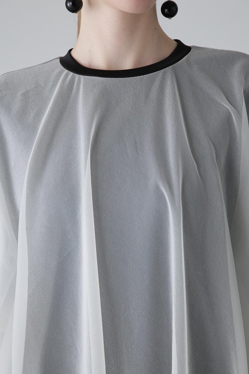 【アドーア/ADORE】のシアーレイヤードジャージーカットソー 人気、トレンドファッション・服の通販 founy(ファニー) 　ファッション　Fashion　レディースファッション　Fashion for Women　トップス・カットソー　Cut & Sew Tops　シャツ・ブラウス・オフィスカジュアル　Elegant Blouses & Button-Ups　ロングTシャツ・Tシャツ　Longline T-Shirts & Tees　カットソー・ベーシックTシャツ　Cut-and-Sewn Tops / Stretch Tees & Basics　ギャザー　Gathered, Ruffled　シアー　Sheer, See-Through　ショート　Short, Short Length　スリーブ　Sleeve, Long Sleeve / Short Sleeve　ブラウジング　Blouson Silhouette, Cinched Waist　other-7|ID: prp329100004513450 ipo3291000000032871284