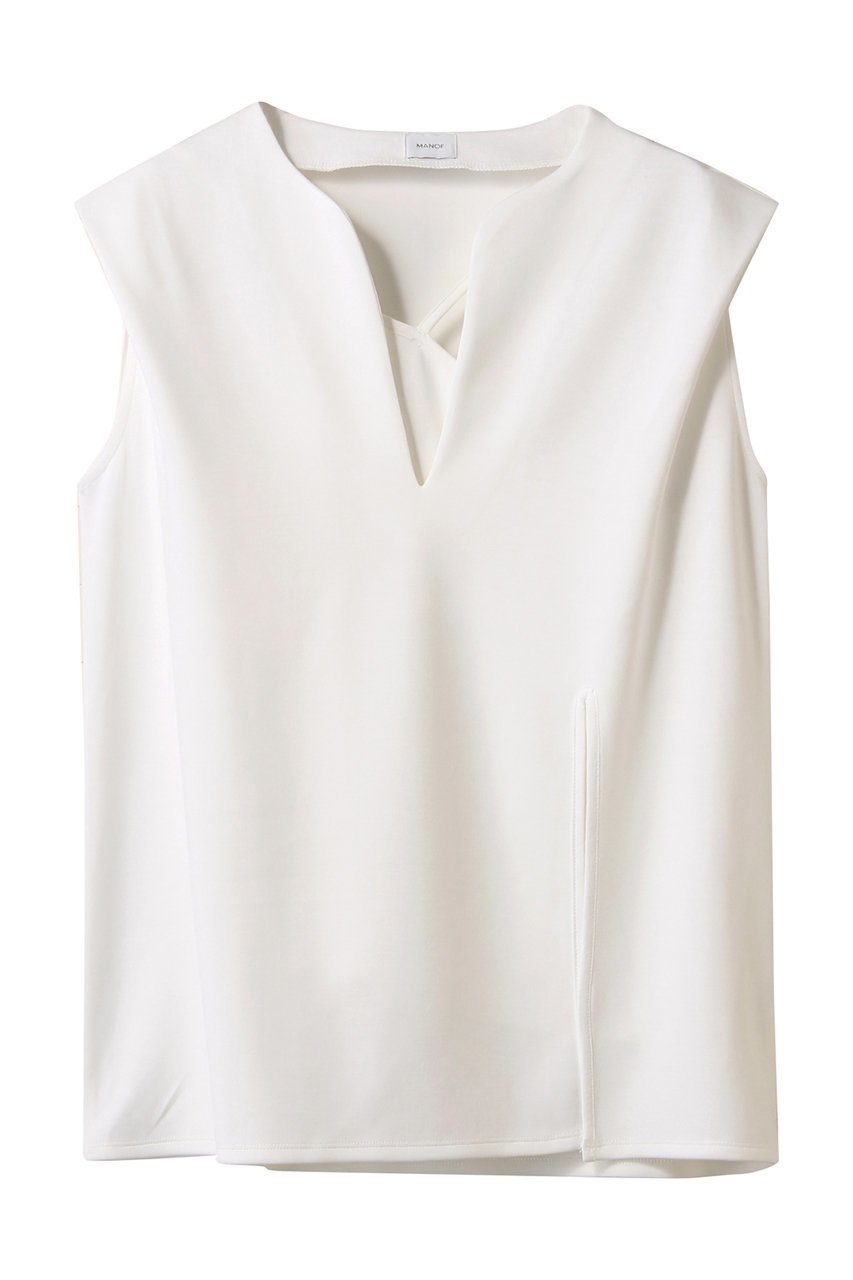 【マノフ/MANOF】のKEY NECK CUT TOPS/カットソー インテリア・キッズ・メンズ・レディースファッション・服の通販 founy(ファニー) 　ファッション　Fashion　レディースファッション　WOMEN　トップス・カットソー　Tops/Tshirt　キャミソール / ノースリーブ　No Sleeves　シャツ/ブラウス　Shirts/Blouses　ロング / Tシャツ　T-Shirts　カットソー　Cut and Sewn　アシンメトリー　Asymmetry　カットソー　Cut And Sew　キャミソール　Camisole　シンプル　Simple　スタイリッシュ　Stylish　タンク　Tank　ノースリーブ　No Sleeve　夏　Summer　NEW・新作・新着・新入荷　New Arrivals　春　Spring　S/S・春夏　Ss・Spring/Summer　WHITE|ID: prp329100004513451 ipo3291000000031887396