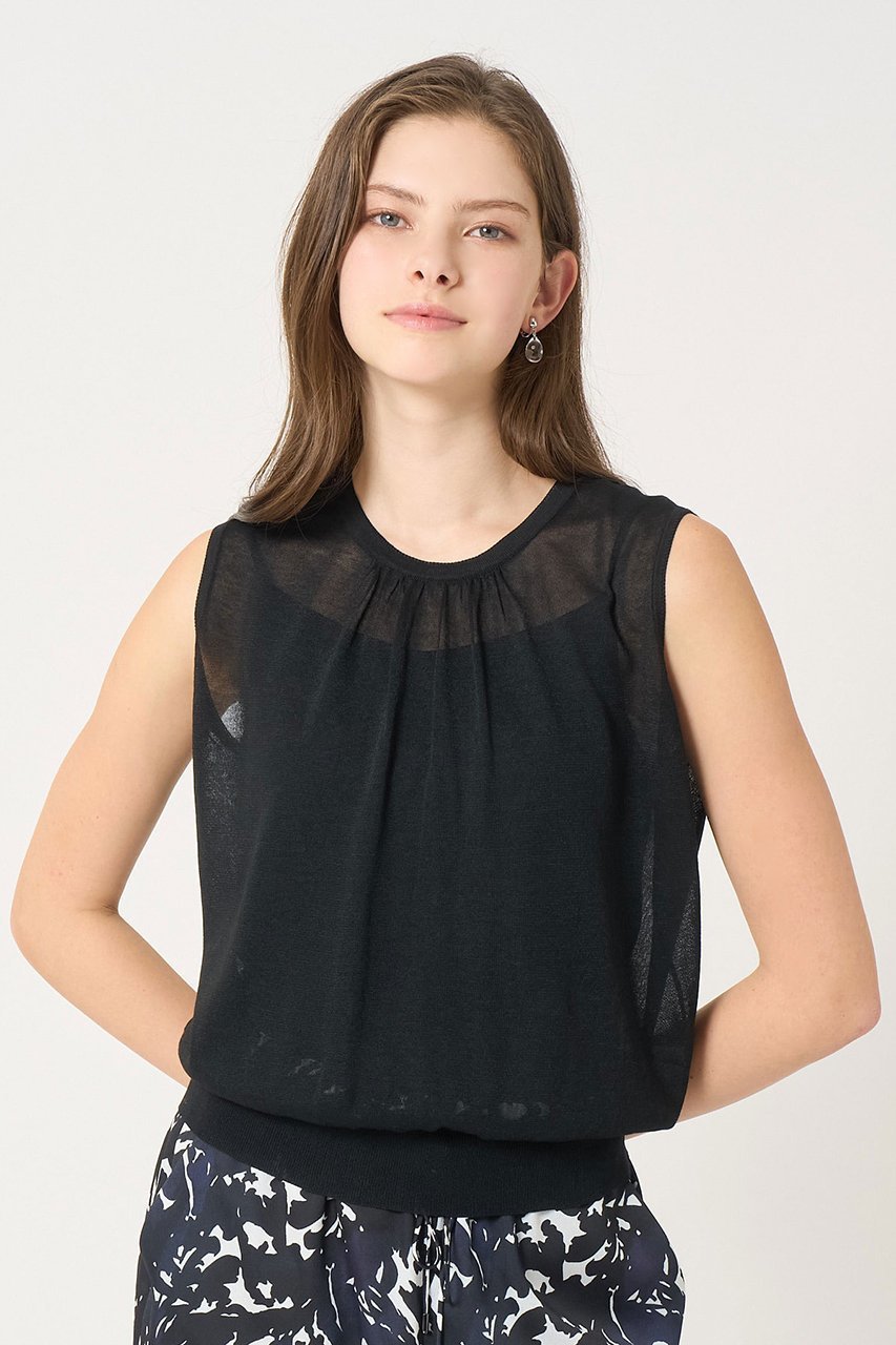 【アナイ/ANAYI】のシアー天竺ギャザー プルオーバー 人気、トレンドファッション・服の通販 founy(ファニー) 　ファッション　Fashion　レディースファッション　Ladies' Fashion Online　トップス・カットソー　Tops/Tshirt　ニット　Knit Tops　プルオーバー　Pullover　おすすめ　Recommend　アンサンブル　Ensemble　イタリア　Italy　カーディガン　Cardigan　ギャザー　Gather　シアー　Sheer　夏　Summer　other-7|ID: prp329100004513462 ipo3291000000032184564
