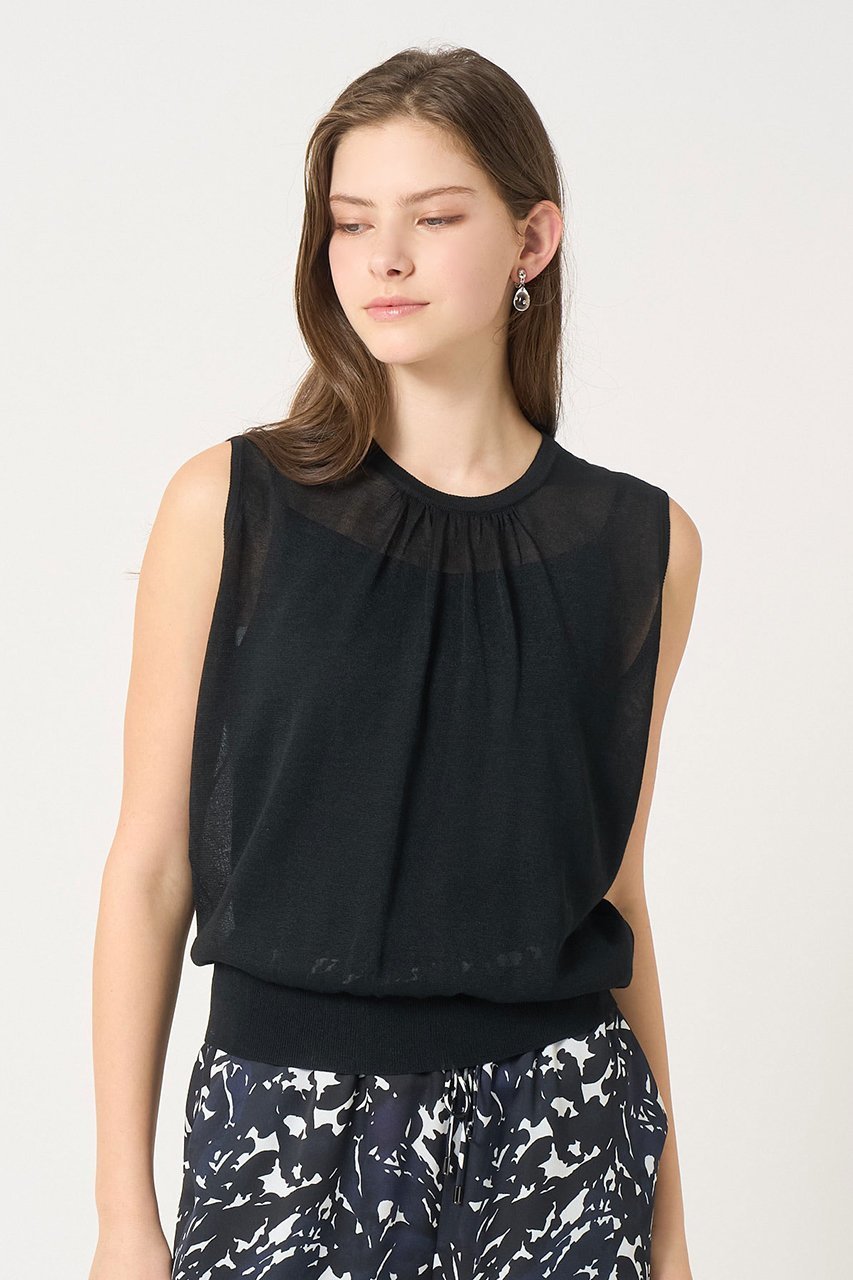 【アナイ/ANAYI】のシアー天竺ギャザー プルオーバー 人気、トレンドファッション・服の通販 founy(ファニー) 　ファッション　Fashion　レディースファッション　Fashion for Women　トップス・カットソー　Cut & Sew Tops　ニット　Knit Tops & Sweaters　カジュアルプルオーバー・ニットトップス　Pullovers & Knit Tops / Casual Pullovers　おすすめ　Recommended / Our Picks　アンサンブル　Ensemble Set　イタリア　Italy　カーディガン　Cardigan, Knitwear　ギャザー　Gathered, Ruffled　シアー　Sheer, See-Through　夏　Summer　other-4|ID: prp329100004513462 ipo3291000000034706170