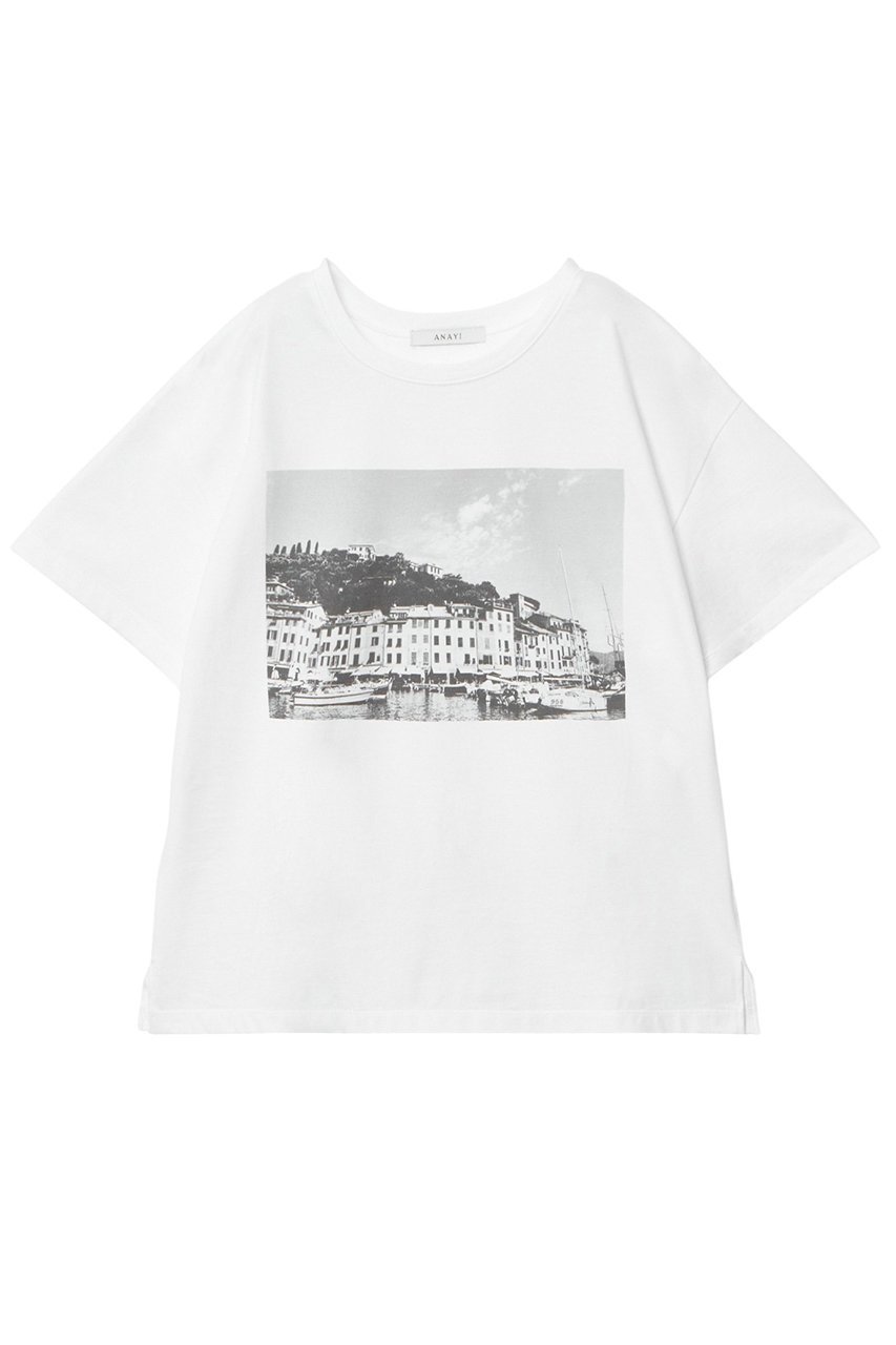 【アナイ/ANAYI】のコットン天竺プリントTシャツ インテリア・キッズ・メンズ・レディースファッション・服の通販 founy(ファニー) 　ファッション　Fashion　レディースファッション　Fashion for Women　トップス・カットソー　Cut & Sew Tops　シャツ・ブラウス・オフィスカジュアル　Elegant Blouses & Button-Ups　ロングTシャツ・Tシャツ　Longline T-Shirts & Tees　カットソー・ベーシックTシャツ　Cut-and-Sewn Tops / Stretch Tees & Basics　なめらか　Smooth, Silky Texture　イタリア　Italy　コレクション　Collection, Seasonal Line　ショート　Short, Short Length　スリーブ　Sleeve, Long Sleeve / Short Sleeve　ドロップ　Drop Shoulder, Dropped Style　フォルム　Silhouette, Form　プリント　Print, Printed Pattern　ボックス　Boxy, Box Shape　ボーダー　Border, Stripe　モノトーン　Monotone, Black and White　リラックス　Relax, Relaxed Fit　エレガント 上品　Elegant　ホワイト|ID: prp329100004513467 ipo3291000000032811056
