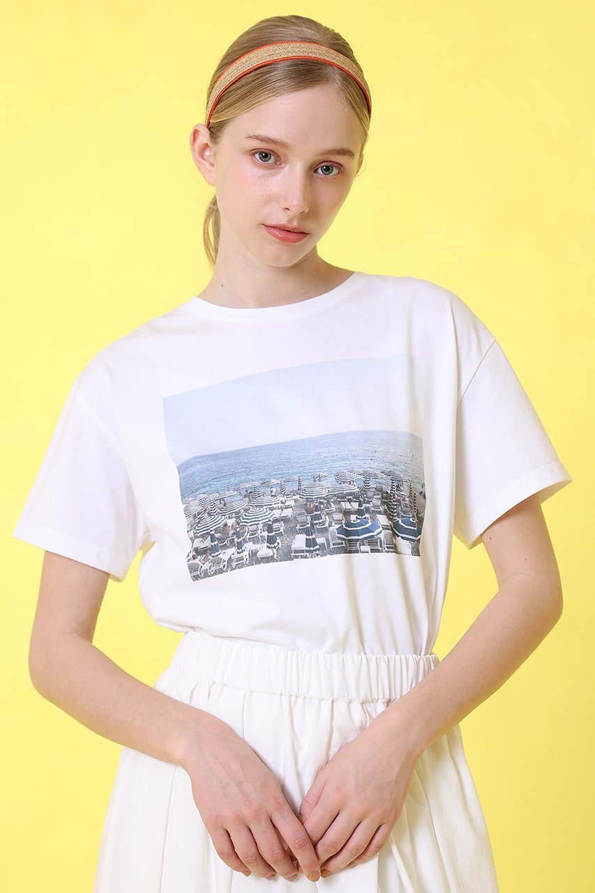 【アナイ/ANAYI】のコットン天竺プリントTシャツ 人気、トレンドファッション・服の通販 founy(ファニー) 　ファッション　Fashion　レディースファッション　Fashion for Women　トップス・カットソー　Cut & Sew Tops　シャツ・ブラウス・オフィスカジュアル　Elegant Blouses & Button-Ups　ロングTシャツ・Tシャツ　Longline T-Shirts & Tees　カットソー・ベーシックTシャツ　Cut-and-Sewn Tops / Stretch Tees & Basics　なめらか　Smooth, Silky Texture　イタリア　Italy　コレクション　Collection, Seasonal Line　ショート　Short, Short Length　スリーブ　Sleeve, Long Sleeve / Short Sleeve　ドロップ　Drop Shoulder, Dropped Style　フォルム　Silhouette, Form　プリント　Print, Printed Pattern　ボックス　Boxy, Box Shape　ボーダー　Border, Stripe　モノトーン　Monotone, Black and White　リラックス　Relax, Relaxed Fit　エレガント 上品　Elegant　other-7|ID: prp329100004513467 ipo3291000000032811063