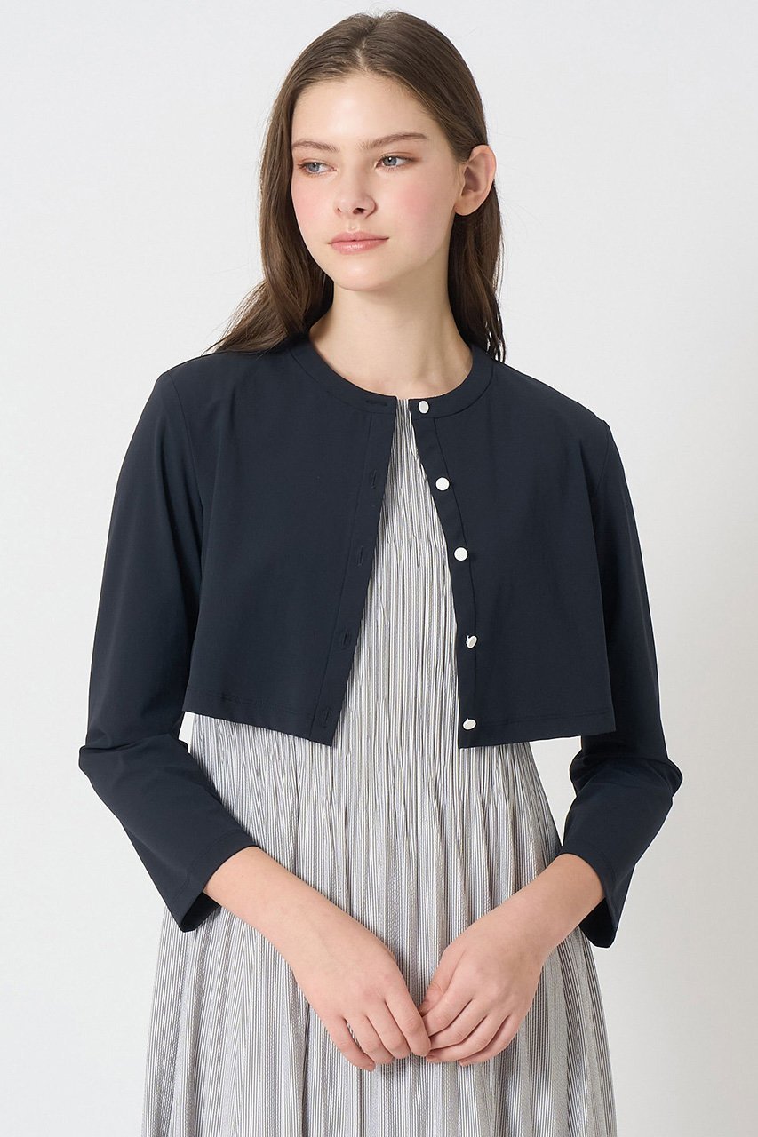 【アナイ/ANAYI】のナイロンジャージークロップド カーディガン 人気、トレンドファッション・服の通販 founy(ファニー) 　ファッション　Fashion　レディースファッション　Fashion for Women　トップス・カットソー　Cut & Sew Tops　カーディガン・羽織り　Layered Style Cardigans　シャツ・ブラウス・オフィスカジュアル　Elegant Blouses & Button-Ups　ロングTシャツ・Tシャツ　Longline T-Shirts & Tees　カットソー・ベーシックTシャツ　Cut-and-Sewn Tops / Stretch Tees & Basics　カーディガン　Cardigan, Knitwear　クロップド　Cropped, Short Length　ストレッチ　Stretch, Stretchy Fabric　リゾート　Resort, Vacation Style　夏　Summer　水着　Swimsuit, Swimwear　other-8|ID: prp329100004513469 ipo3291000000033706563