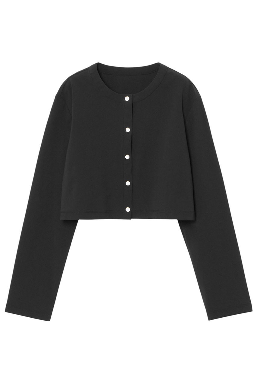 【アナイ/ANAYI】のナイロンジャージークロップド カーディガン インテリア・キッズ・メンズ・レディースファッション・服の通販 founy(ファニー) 　ファッション　Fashion　レディースファッション　Fashion for Women　トップス・カットソー　Cut & Sew Tops　カーディガン・羽織り　Layered Style Cardigans　シャツ・ブラウス・オフィスカジュアル　Elegant Blouses & Button-Ups　ロングTシャツ・Tシャツ　Longline T-Shirts & Tees　カットソー・ベーシックTシャツ　Cut-and-Sewn Tops / Stretch Tees & Basics　カーディガン　Cardigan, Knitwear　クロップド　Cropped, Short Length　ストレッチ　Stretch, Stretchy Fabric　リゾート　Resort, Vacation Style　夏　Summer　水着　Swimsuit, Swimwear　ブラック|ID: prp329100004513469 ipo3291000000035847534