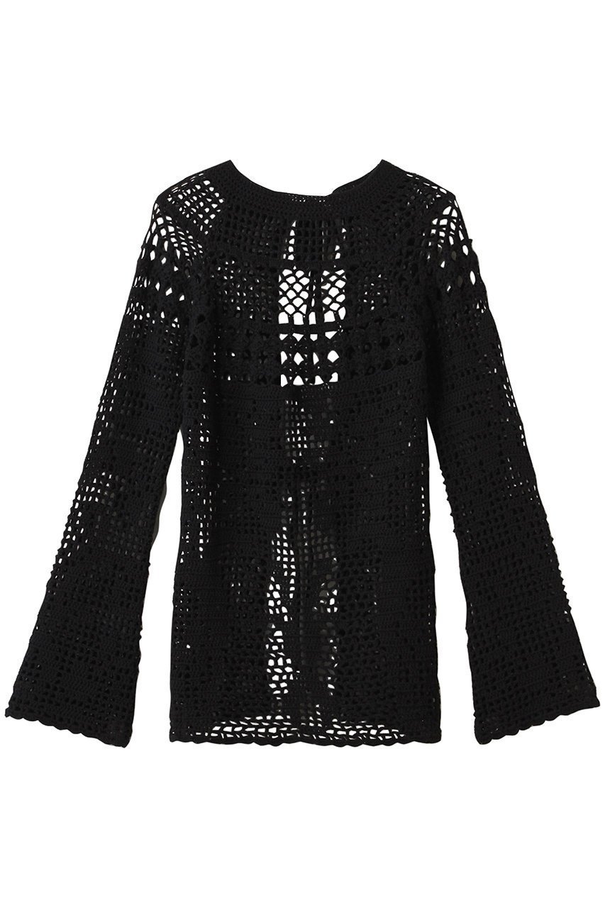 【クラネ/CLANE】のBACK OPEN CROCHET KNIT TOPS/ニット インテリア・キッズ・メンズ・レディースファッション・服の通販 founy(ファニー) 　ファッション　Fashion　レディースファッション　Fashion for Women　トップス・カットソー　Cut & Sew Tops　ニット　Knit Tops & Sweaters　カジュアルプルオーバー・ニットトップス　Pullovers & Knit Tops / Casual Pullovers　エレガント 上品　Elegant　キャミソール　Camisole, Spaghetti Strap Top　クロシェ　Crochet, Knitted Lace　サロペット　Overalls, Salopette　シアー　Sheer, See-Through　スリーブ　Sleeve, Long Sleeve / Short Sleeve　ロング　Long, Long-Length　夏　Summer　春　Spring　S/S・春夏　SS, Spring/Summer, Warm Season　BLACK|ID: prp329100004513472 ipo3291000000032918779