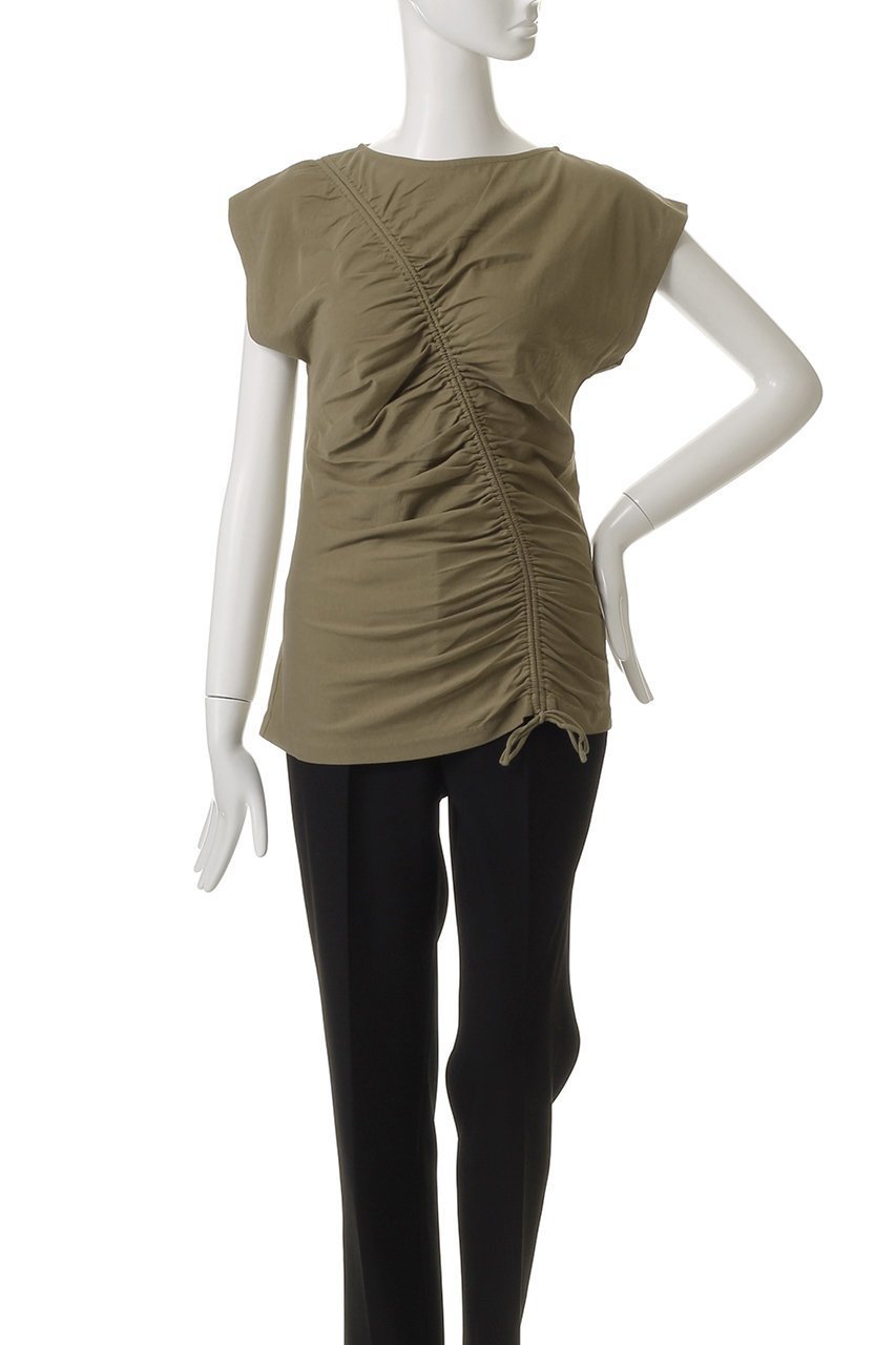 【マーレット/MERLETTE】のREVERIE アシンメトリーギャザーカットソー 人気、トレンドファッション・服の通販 founy(ファニー) 　ファッション　Fashion　レディースファッション　Fashion for Women　トップス・カットソー　Cut & Sew Tops　シャツ・ブラウス・オフィスカジュアル　Elegant Blouses & Button-Ups　ロングTシャツ・Tシャツ　Longline T-Shirts & Tees　カットソー・ベーシックTシャツ　Cut-and-Sewn Tops / Stretch Tees & Basics　アシンメトリー　Asymmetrical Style　カットソー　Cut and Sewn Top　ギャザー　Gathered, Ruffled　ショート　Short, Short Length　スリーブ　Sleeve, Long Sleeve / Short Sleeve　デニム　Denim, Jeans Material　フィット　Fit, Slim Fit　フレア　Flare, Flared　フロント　Front, Front Design　ボトム　Bottoms, Lower Wear　other-2|ID: prp329100004513480 ipo3291000000032843687
