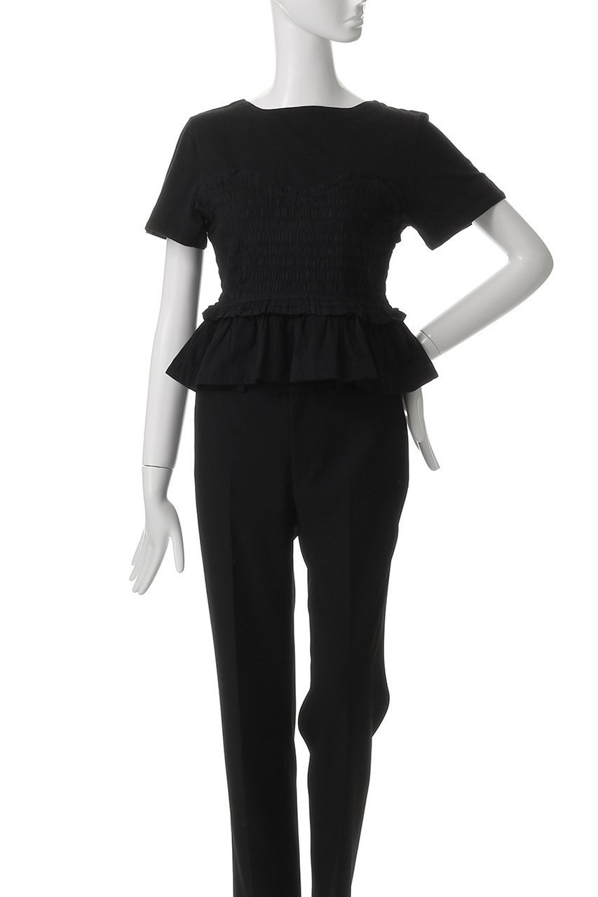 【マーレット/MERLETTE】のSHEL スモッキング刺しゅうドッキングカットソー 人気、トレンドファッション・服の通販 founy(ファニー) 　ファッション　Fashion　レディースファッション　Fashion for Women　トップス・カットソー　Cut & Sew Tops　シャツ・ブラウス・オフィスカジュアル　Elegant Blouses & Button-Ups　ロングTシャツ・Tシャツ　Longline T-Shirts & Tees　カットソー・ベーシックTシャツ　Cut-and-Sewn Tops / Stretch Tees & Basics　カットソー　Cut and Sewn Top　ショート　Short, Short Length　スモッキング　Smocking, Gathered Stitching　スリーブ　Sleeve, Long Sleeve / Short Sleeve　ドッキング　Docking, Mixed Material　フォルム　Silhouette, Form　other-2|ID: prp329100004513481 ipo3291000000032648457