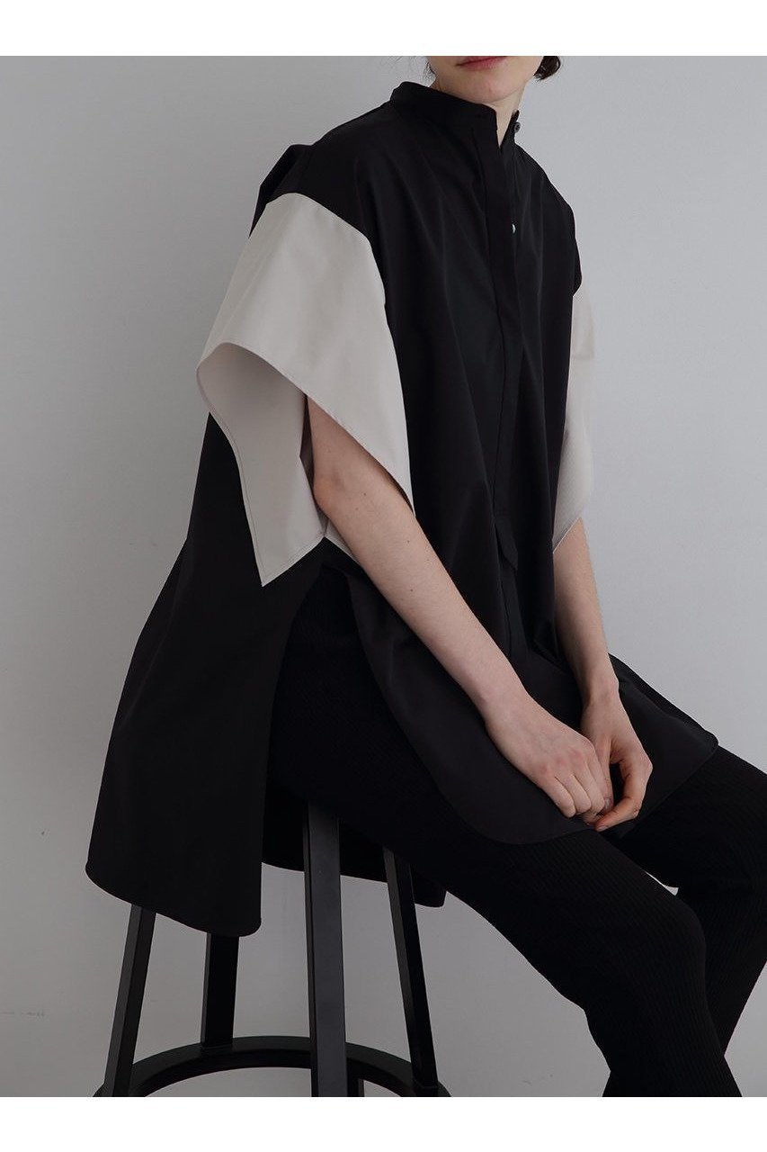 【ル フィル/LE PHIL】のポリエステルツイルバイカラーブラウス 人気、トレンドファッション・服の通販 founy(ファニー) 　ファッション　Fashion　レディースファッション　WOMEN　トップス・カットソー　Tops/Tshirt　シャツ/ブラウス　Shirts/Blouses　コンパクト　Compact　ショート　Short　スクエア　Square　スリーブ　Sleeve　ツイル　Twill　マニッシュ　Mannish　モダン　Modern　リラックス　Relax　NEW・新作・新着・新入荷　New Arrivals　 other-1|ID: prp329100004513492 ipo3291000000031901158