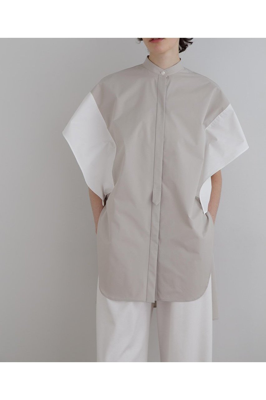 【ル フィル/LE PHIL】のポリエステルツイルバイカラーブラウス インテリア・キッズ・メンズ・レディースファッション・服の通販 founy(ファニー) 　ファッション　Fashion　レディースファッション　WOMEN　トップス・カットソー　Tops/Tshirt　シャツ/ブラウス　Shirts/Blouses　コンパクト　Compact　ショート　Short　スクエア　Square　スリーブ　Sleeve　ツイル　Twill　マニッシュ　Mannish　モダン　Modern　リラックス　Relax　NEW・新作・新着・新入荷　New Arrivals　ベージュ|ID: prp329100004513492 ipo3291000000031901161