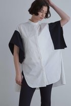 【ル フィル/LE PHIL】のポリエステルツイルバイカラーブラウス ホワイト|ID: prp329100004513492 ipo3291000000036395985