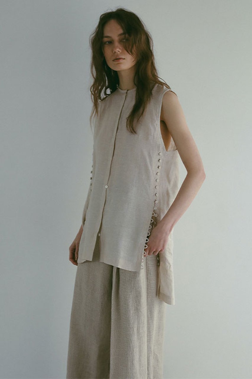 【エトレトウキョウ/ETRE TOKYO】のサイドボタンアップスリーブレストップス 人気、トレンドファッション・服の通販 founy(ファニー) 　ファッション　Fashion　レディースファッション　Fashion for Women　トップス・カットソー　Cut & Sew Tops　キャミソール&ノースリーブ　Camisoles & Sleeveless Tops　シャツ・ブラウス・オフィスカジュアル　Elegant Blouses & Button-Ups　コンパクト　Compact, Small Size　サマー　Summer, Summer Style　スリット　Slit, Slit Detail　ノースリーブ　Sleeveless, No-Sleeve　バランス　Balance, Style Balance　フェミニン　Feminine, Girly　フロント　Front, Front Design　エレガント 上品　Elegant　夏　Summer　other-2|ID: prp329100004513494 ipo3291000000032792485