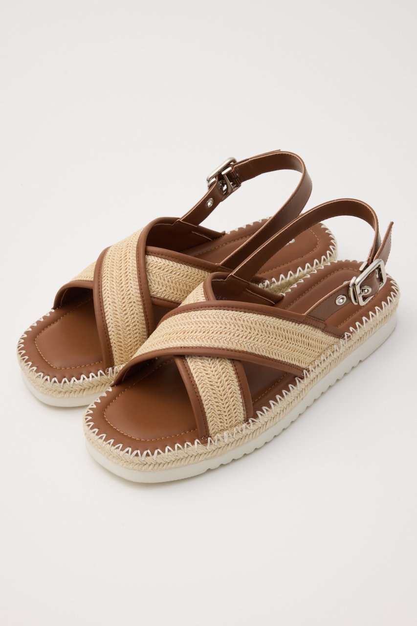 【スタッカート/STACCATO】のアランクロスプラットフォームサンダル インテリア・キッズ・メンズ・レディースファッション・服の通販 founy(ファニー) ファッション Fashion レディースファッション Fashion for Women クッション Cushion, Throw Pillow サンダル Sandals, Summer Shoes ジュート Jute, Natural Fiber リゾート Resort, Vacation Style 夏 Summer 手編み Hand-Knitted, Handmade Knit 軽量 Lightweight, Ultra Light ブラウン|ID: prp329100004513495 ipo3291000000034939303