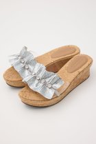 【スタッカート/STACCATO】のラッフルストーンコルクプラットフォームサンダル シルバー|ID:prp329100004513497