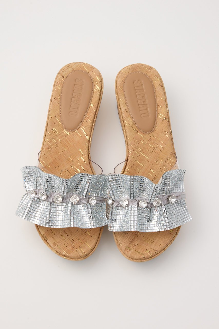 【スタッカート/STACCATO】のラッフルストーンコルクプラットフォームサンダル 人気、トレンドファッション・服の通販 founy(ファニー) 　ファッション　Fashion　レディースファッション　Fashion for Women　エレガント 上品　Elegant　コルク　Cork, Cork Material　サンダル　Sandals, Summer Shoes　ストーン　Stone, Gem-Like　ビジュー　Bijou, Jewel-like Accent　人気　Popular, Best Seller　吸水　Absorbent, Quick-Dry　軽量　Lightweight, Ultra Light　other-3|ID: prp329100004513497 ipo3291000000035353059