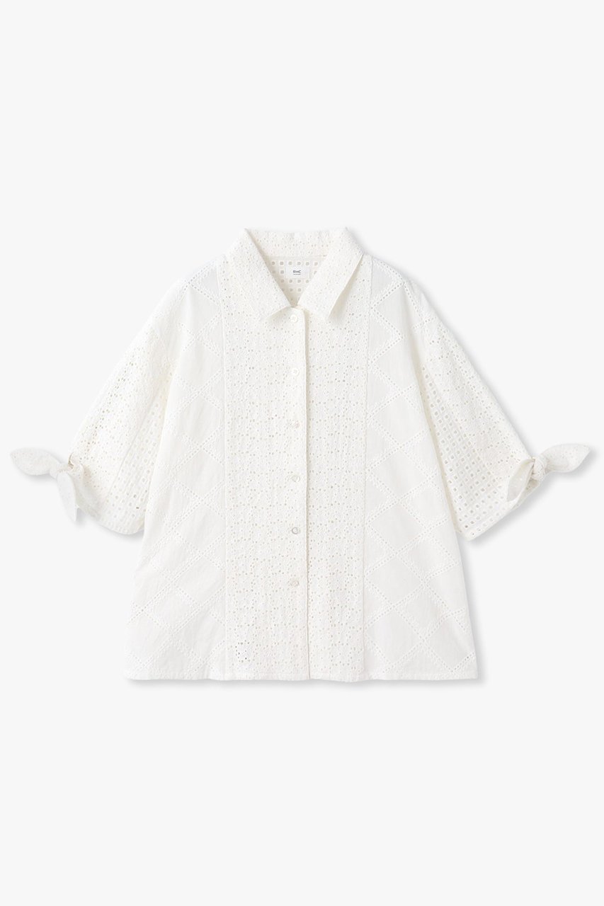 【アールエイチシー ロンハーマン/RHC Ron Herman】の【RHC】カットワークレースシャツ 人気、トレンドファッション・服の通販 founy(ファニー) 　ファッション　Fashion　レディースファッション　WOMEN　トップス・カットソー　Tops/Tshirt　シャツ/ブラウス　Shirts/Blouses　ショート　Short　スリーブ　Sleeve　デニム　Denim　パッチワーク　Patchwork　フェミニン　Feminine　リボン　Ribbon　ワイド　Wide　ワーク　Work　夏　Summer　NEW・新作・新着・新入荷　New Arrivals　 other-1|ID: prp329100004514967 ipo3291000000031900597