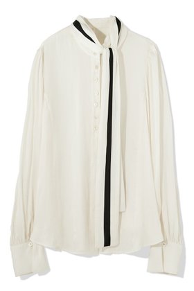 【ティーチ/TEECHI】のバイカラーリボンブラウス 人気、トレンドファッション・服の通販 founy(ファニー) ファッション Fashion レディースファッション Fashion for Women トップス・カットソー Cut & Sew Tops シャツ・ブラウス・オフィスカジュアル Elegant Blouses & Button-Ups カフス Cuff Design ギャザー Gathered, Ruffled スリーブ Sleeve, Long Sleeve / Short Sleeve ファブリック Fabric, Textile フロント Front, Front Design リボン Ribbon, Bow ロング Long, Long-Length エレガント 上品 Elegant |ID:prp329100004514973