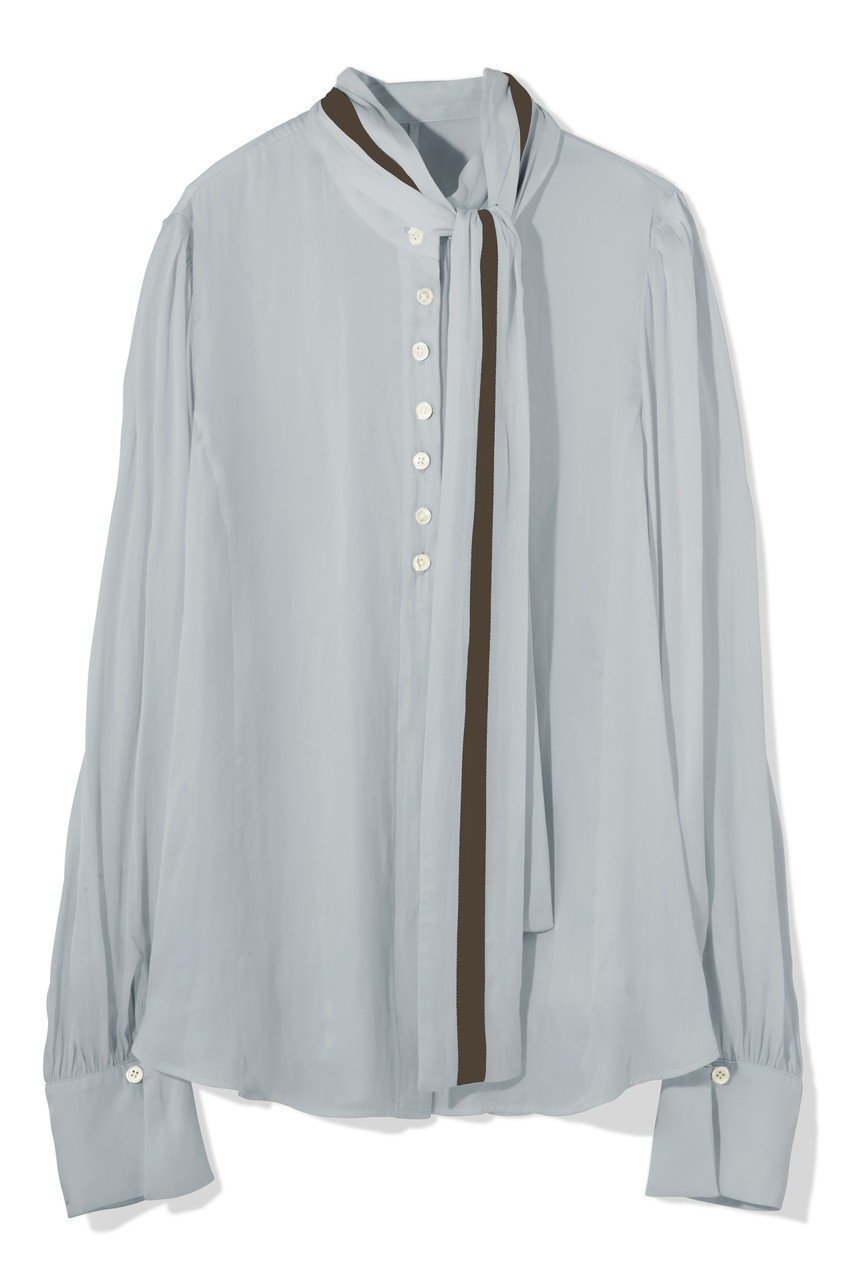 【ティーチ/TEECHI】のバイカラーリボンブラウス インテリア・キッズ・メンズ・レディースファッション・服の通販 founy(ファニー) 　ファッション　Fashion　レディースファッション　Fashion for Women　トップス・カットソー　Cut & Sew Tops　シャツ・ブラウス・オフィスカジュアル　Elegant Blouses & Button-Ups　カフス　Cuff Design　ギャザー　Gathered, Ruffled　スリーブ　Sleeve, Long Sleeve / Short Sleeve　ファブリック　Fabric, Textile　フロント　Front, Front Design　リボン　Ribbon, Bow　ロング　Long, Long-Length　エレガント 上品　Elegant　再入荷　Restock / Back in Stock　ブルー|ID: prp329100004514973 ipo3291000000035366433