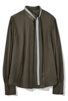 【ティーチ/TEECHI】のバイカラーリボンブラウス ブラウン|ID: prp329100004514973 ipo3291000000035366434