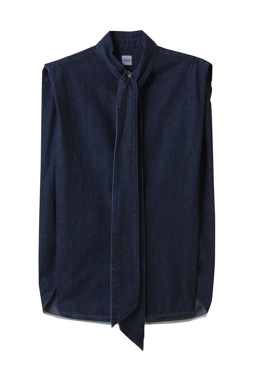 【バウト/BOWTE】のセルビッジデニムボウタイブラウス 人気、トレンドファッション・服の通販 founy(ファニー) 　ファッション　Fashion　レディースファッション　WOMEN　トップス・カットソー　Tops/Tshirt　キャミソール / ノースリーブ　No Sleeves　シャツ/ブラウス　Shirts/Blouses　サマー　Summer　スリーブ　Sleeve　デニム　Denim　ノースリーブ　No Sleeve　フレンチ　French　ボトム　Bottom　今季　This Season　NEW・新作・新着・新入荷　New Arrivals　 other-1|ID: prp329100004514974 ipo3291000000031900652