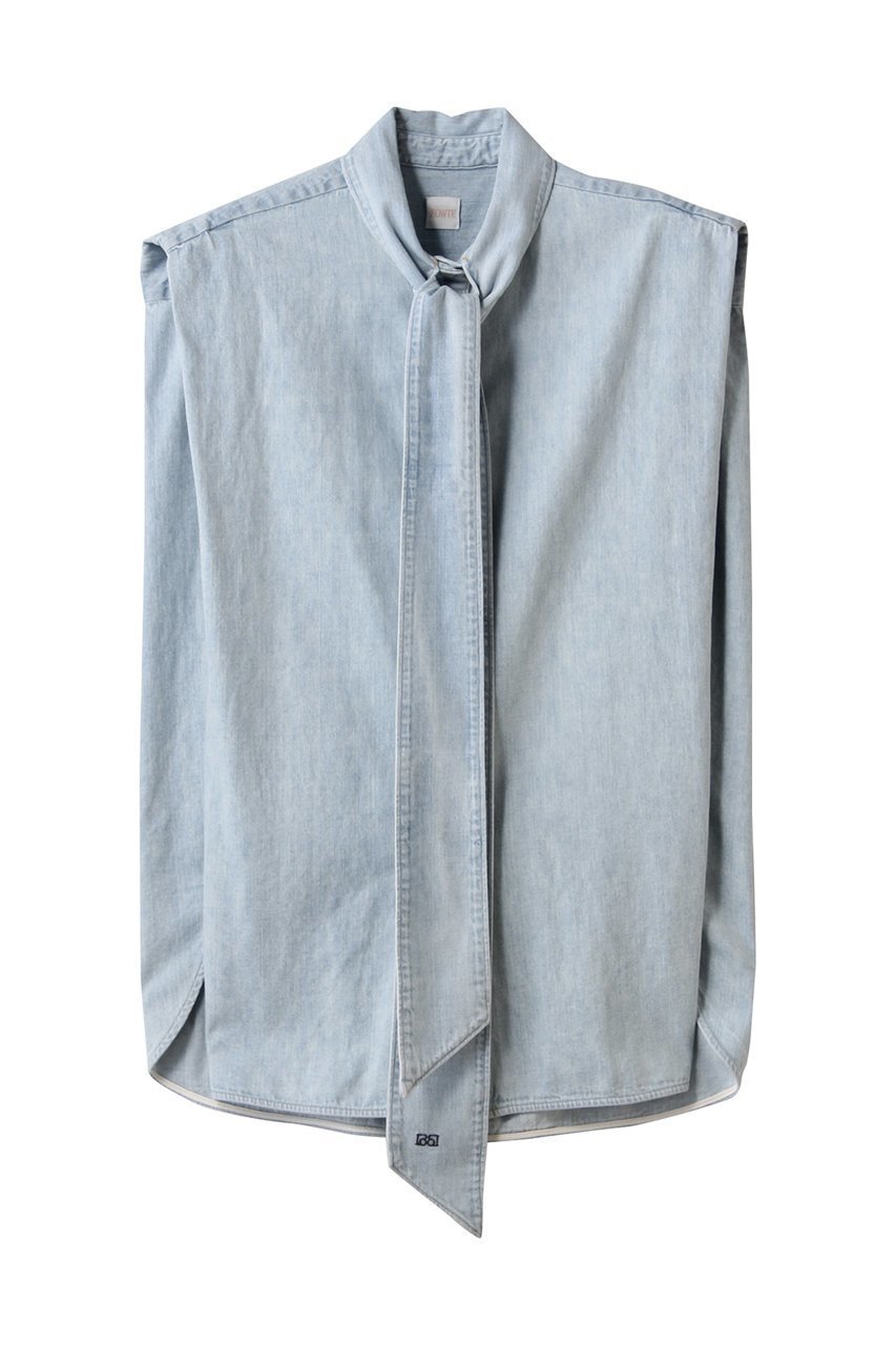 【バウト/BOWTE】のセルビッジデニムボウタイブラウス インテリア・キッズ・メンズ・レディースファッション・服の通販 founy(ファニー) 　ファッション　Fashion　レディースファッション　WOMEN　トップス・カットソー　Tops/Tshirt　キャミソール / ノースリーブ　No Sleeves　シャツ/ブラウス　Shirts/Blouses　サマー　Summer　スリーブ　Sleeve　デニム　Denim　ノースリーブ　No Sleeve　フレンチ　French　ボトム　Bottom　今季　This Season　NEW・新作・新着・新入荷　New Arrivals　アイスブリーチ|ID: prp329100004514974 ipo3291000000031900654