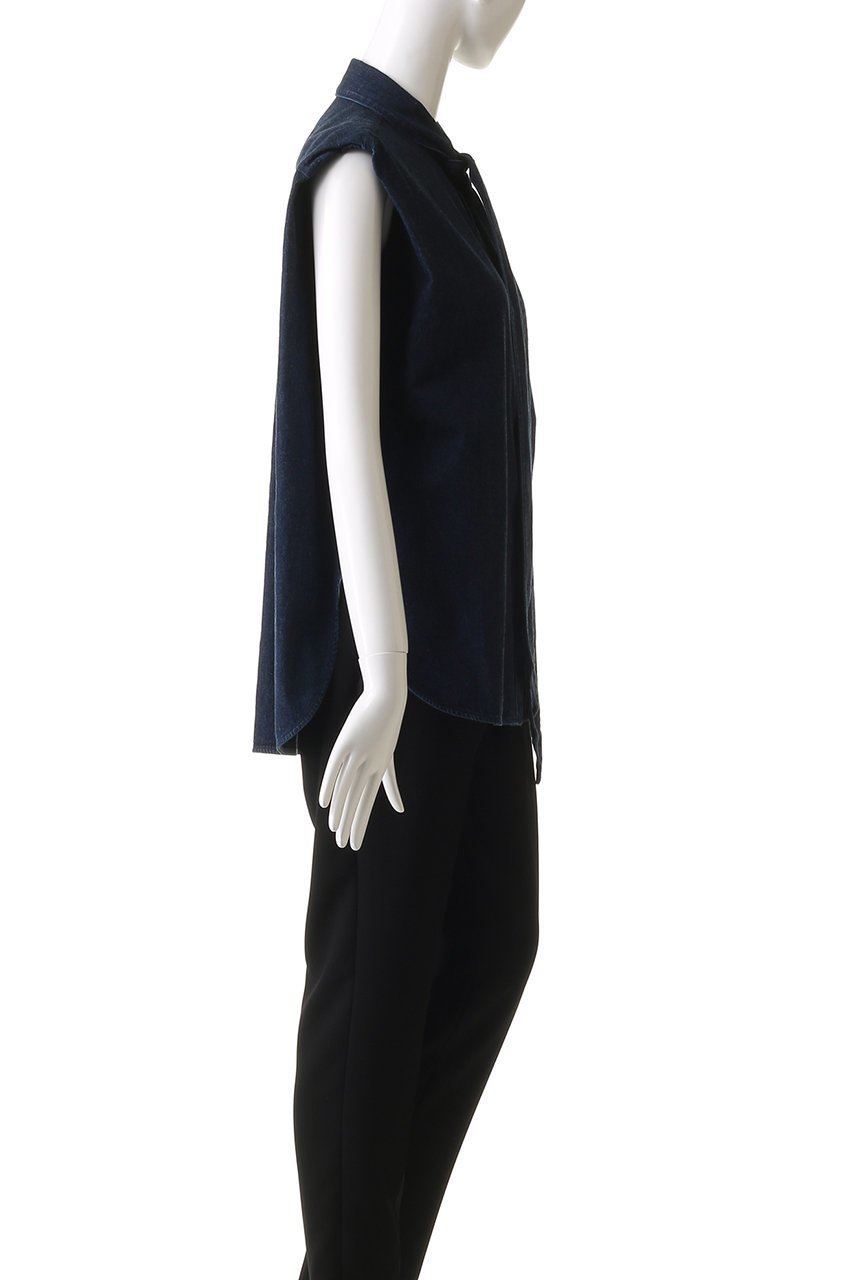 【バウト/BOWTE】のセルビッジデニムボウタイブラウス 人気、トレンドファッション・服の通販 founy(ファニー) 　ファッション　Fashion　レディースファッション　WOMEN　トップス・カットソー　Tops/Tshirt　キャミソール / ノースリーブ　No Sleeves　シャツ/ブラウス　Shirts/Blouses　サマー　Summer　スリーブ　Sleeve　デニム　Denim　ノースリーブ　No Sleeve　フレンチ　French　ボトム　Bottom　今季　This Season　NEW・新作・新着・新入荷　New Arrivals　other-3|ID: prp329100004514974 ipo3291000000031900656