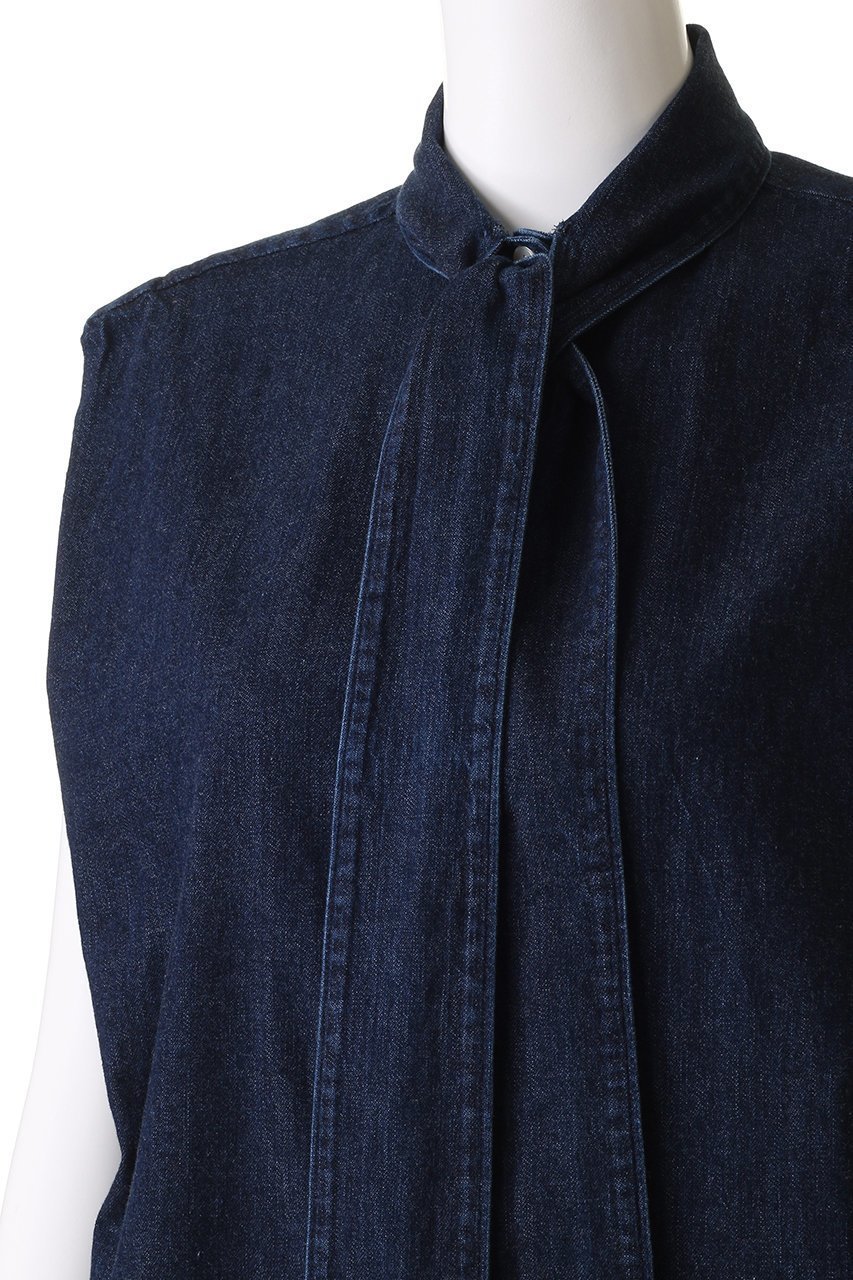 【バウト/BOWTE】のセルビッジデニムボウタイブラウス 人気、トレンドファッション・服の通販 founy(ファニー) 　ファッション　Fashion　レディースファッション　WOMEN　トップス・カットソー　Tops/Tshirt　キャミソール / ノースリーブ　No Sleeves　シャツ/ブラウス　Shirts/Blouses　サマー　Summer　スリーブ　Sleeve　デニム　Denim　ノースリーブ　No Sleeve　フレンチ　French　ボトム　Bottom　今季　This Season　NEW・新作・新着・新入荷　New Arrivals　other-5|ID: prp329100004514974 ipo3291000000031900658